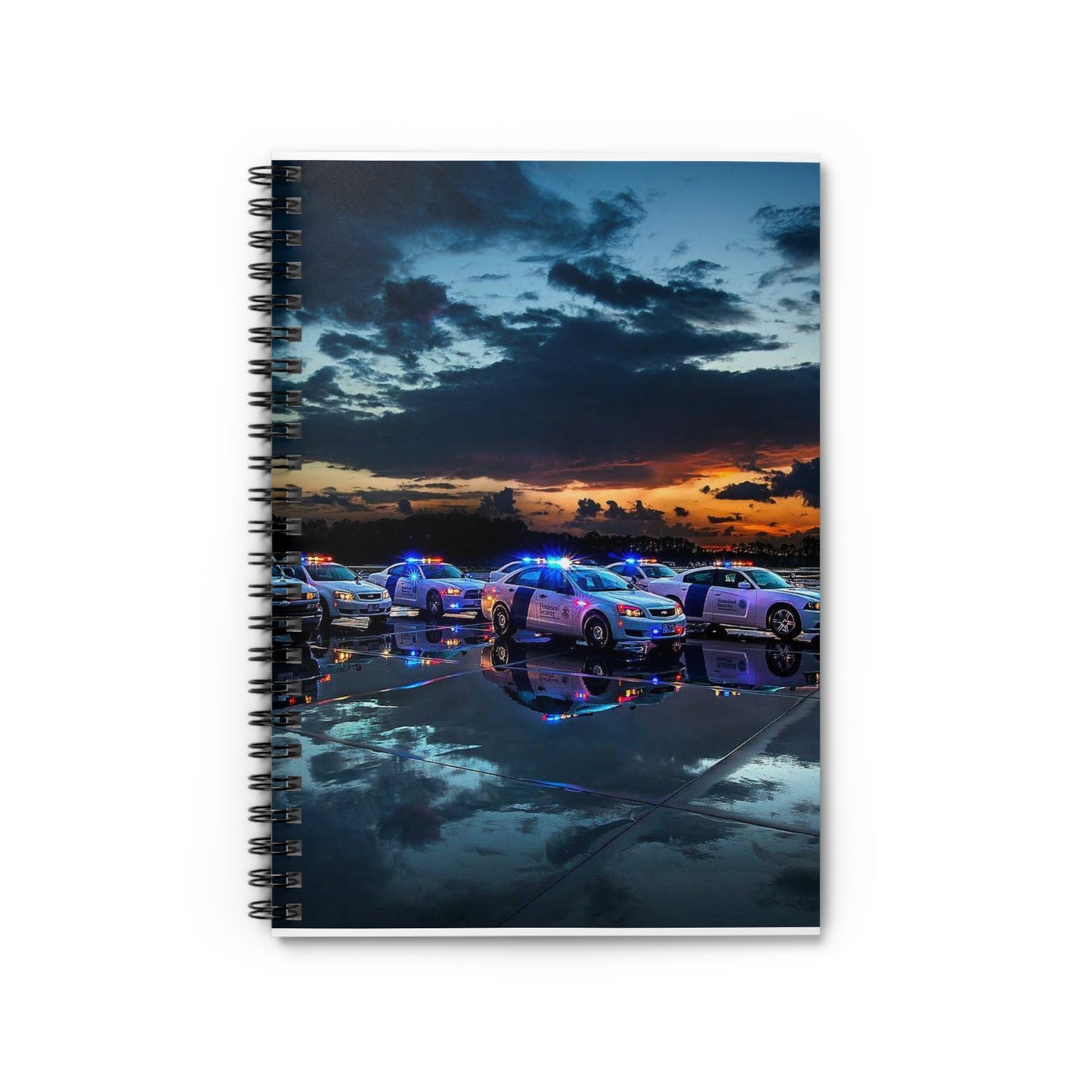 DHS Training Vehicles at Sunset in Glynco Georgia FLETC Spiral Bound Ruled Notebook with Printed Cover