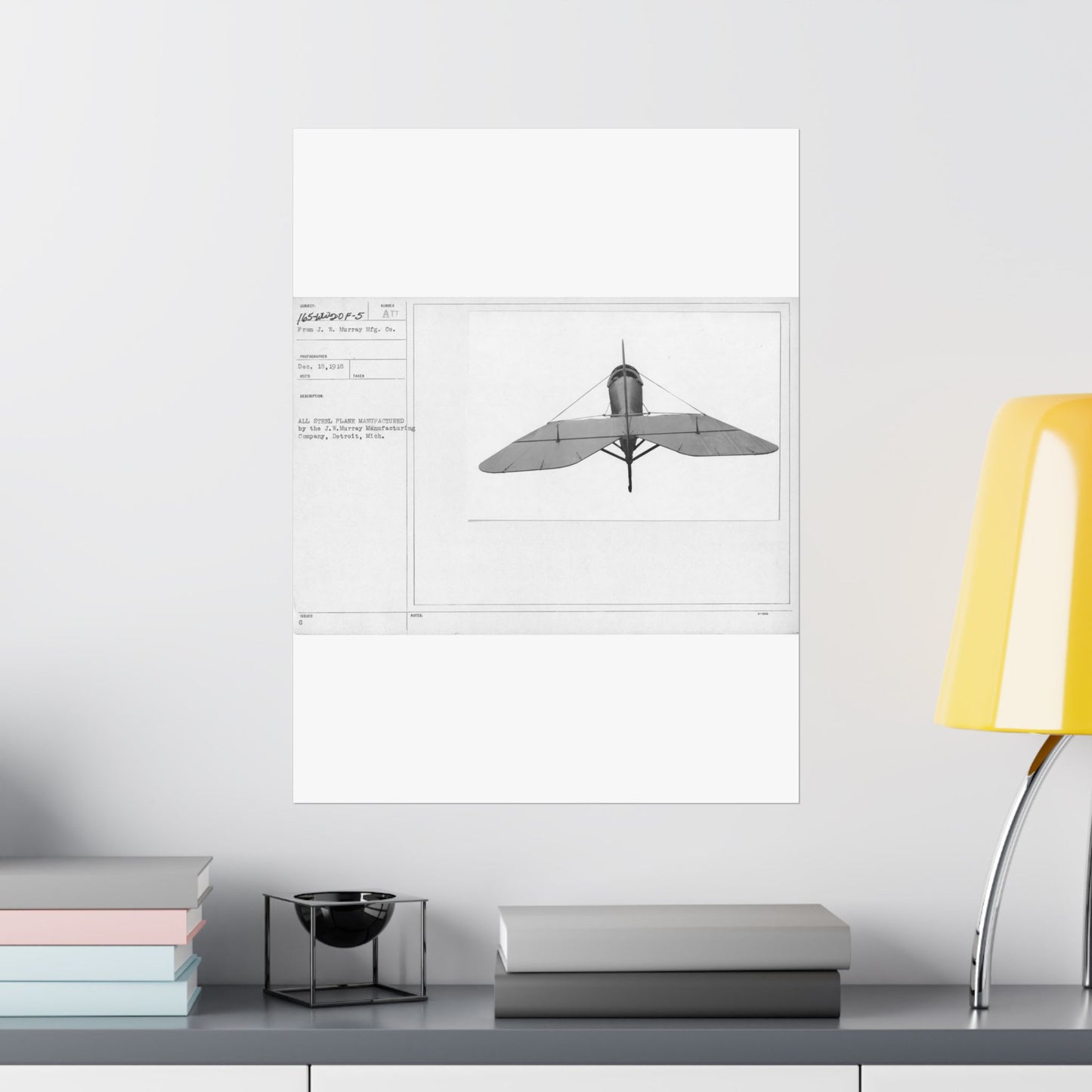 Patent drawing - Airplanes - Types - All steel manufactured by the J.W. Murray Manufacturing Company, Detroit, Michigan Public domain image High Quality Matte Wall Art Poster for Home, Office, Classroom