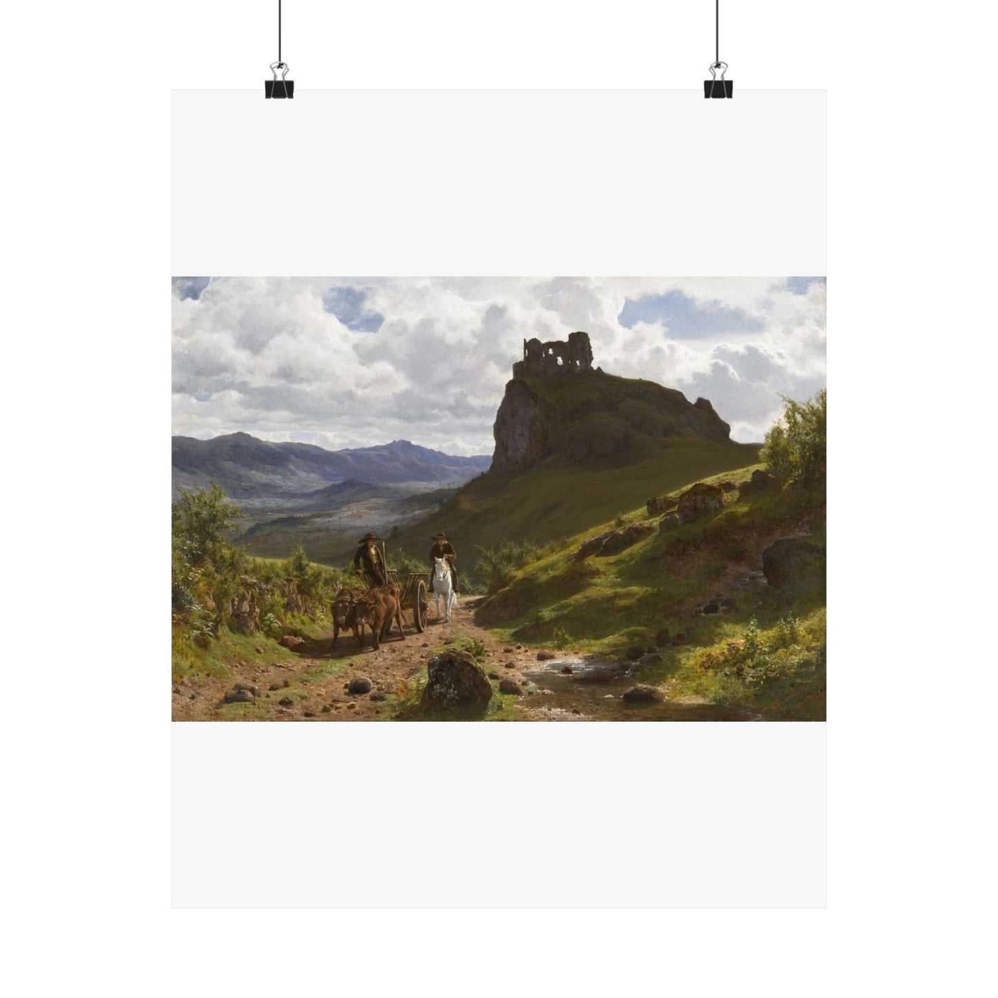 Auguste Bonheur - Les ruines du château d'Apchon High Quality Matte Wall Art Poster for Home, Office, Classroom