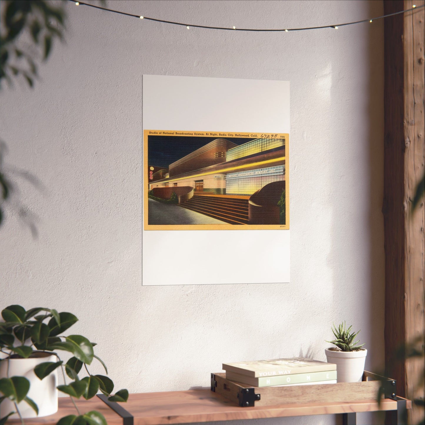 Studio of National Broadcasting System, at night, Radio City, Hollywood, Calif. High Quality Matte Wall Art Poster for Home, Office, Classroom