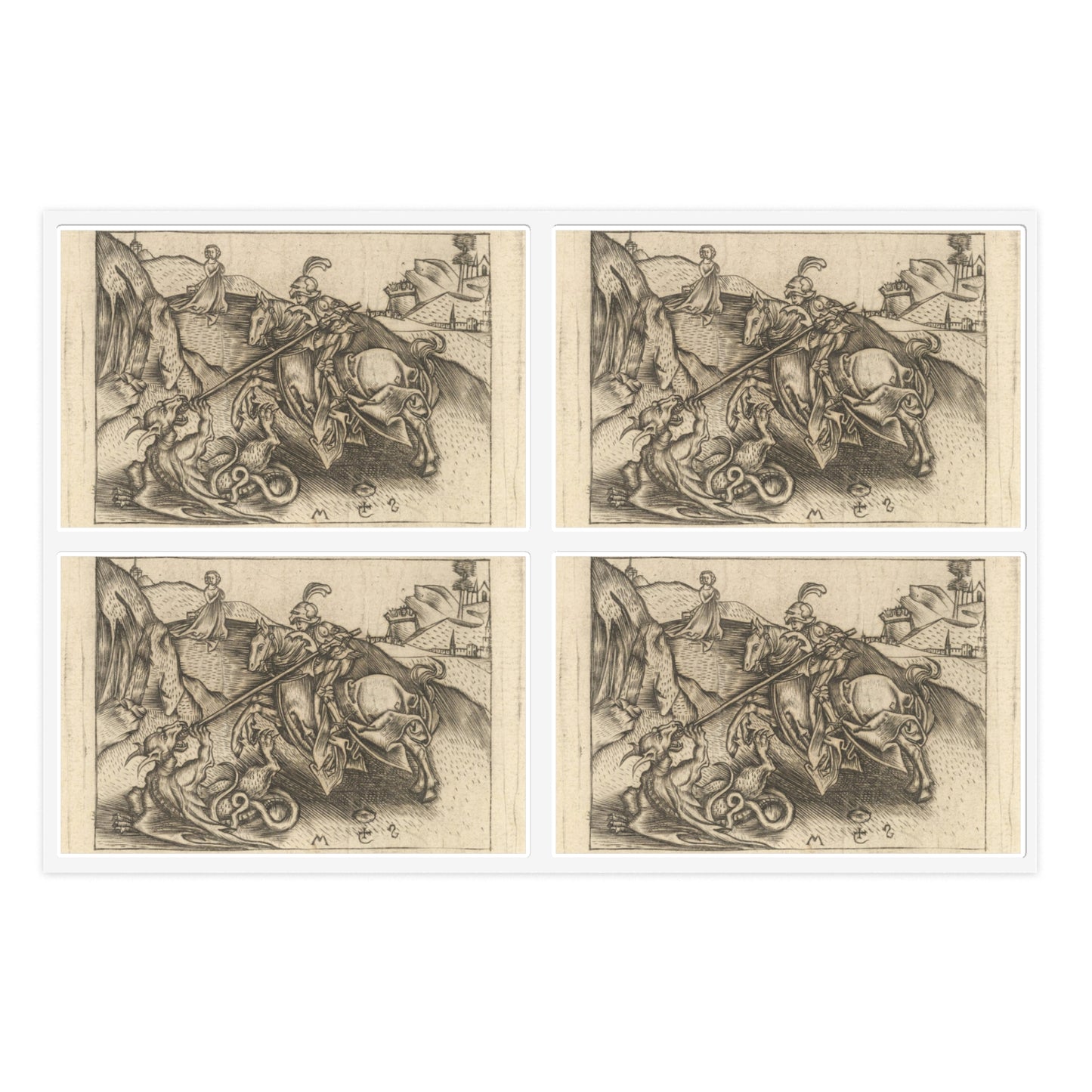 Israhel van Meckenem the Younger - St. George, Martin Schongauer, German Laminated UV Protective Vinyl Stickers