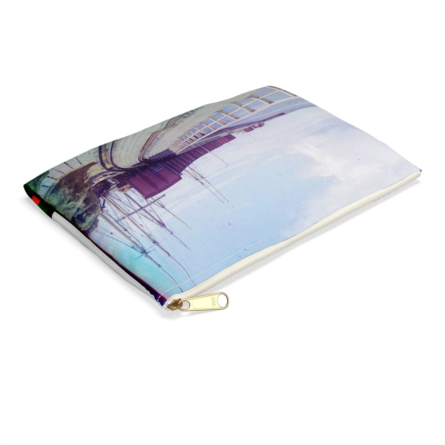 Sorochya Bay. Railroad dam in the Soroka inlet. Arkhangelsk Province, Russia. Large Organizer Pouch with Black Zipper