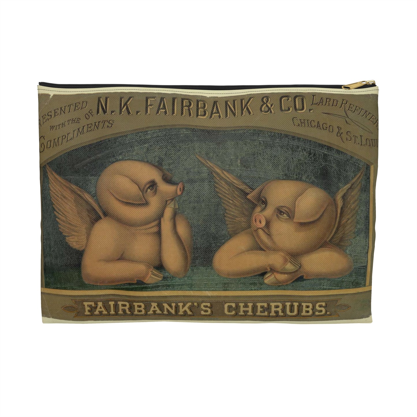 Fairbank's cherubs--Presented with the compliments of N.K. Fairbank & Co., lard refiners, Chicago & St. Louis Large Organizer Pouch with Black Zipper