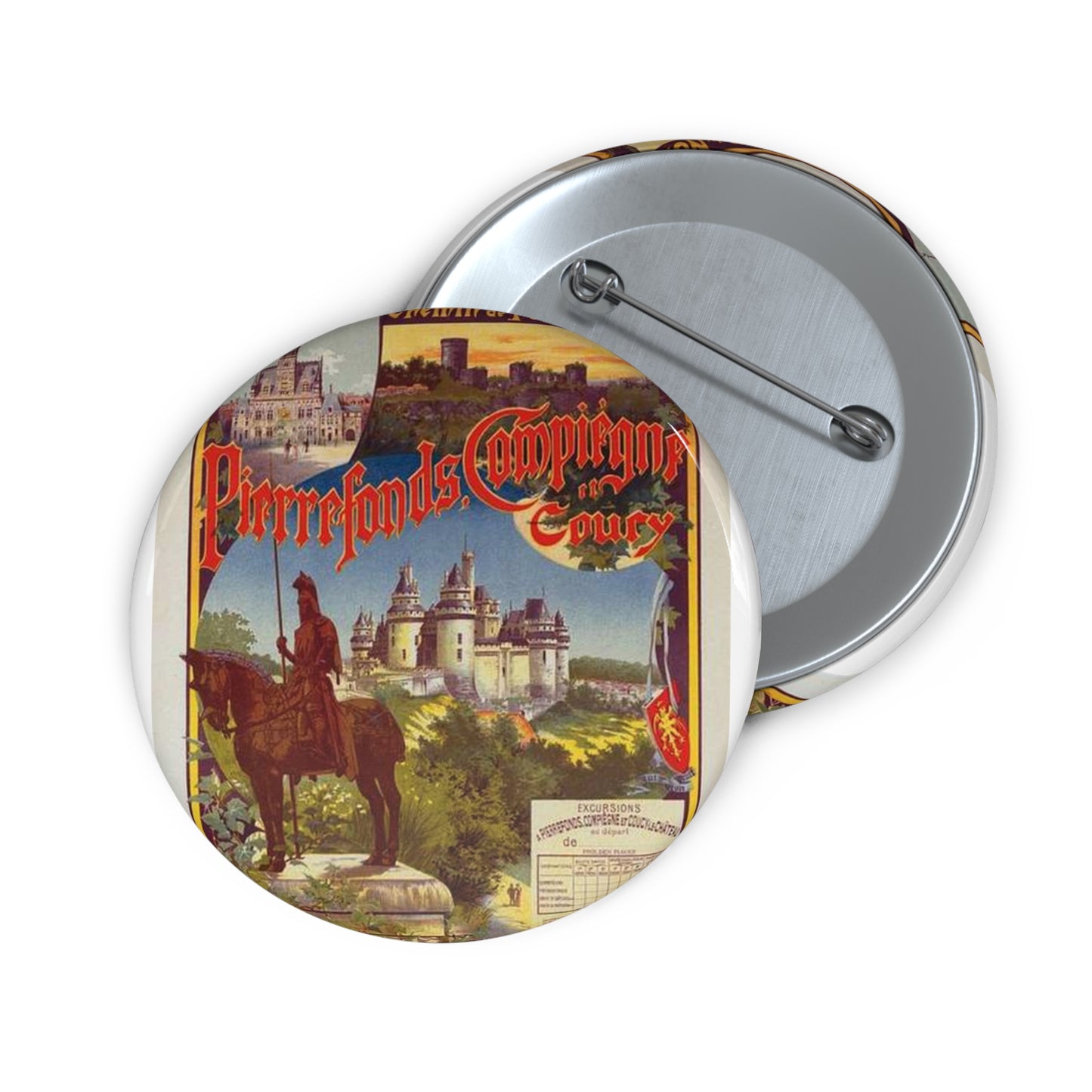 Affiche pour la Cie du Nord : "Pierrefonds". Pin Buttons with Crisp Design