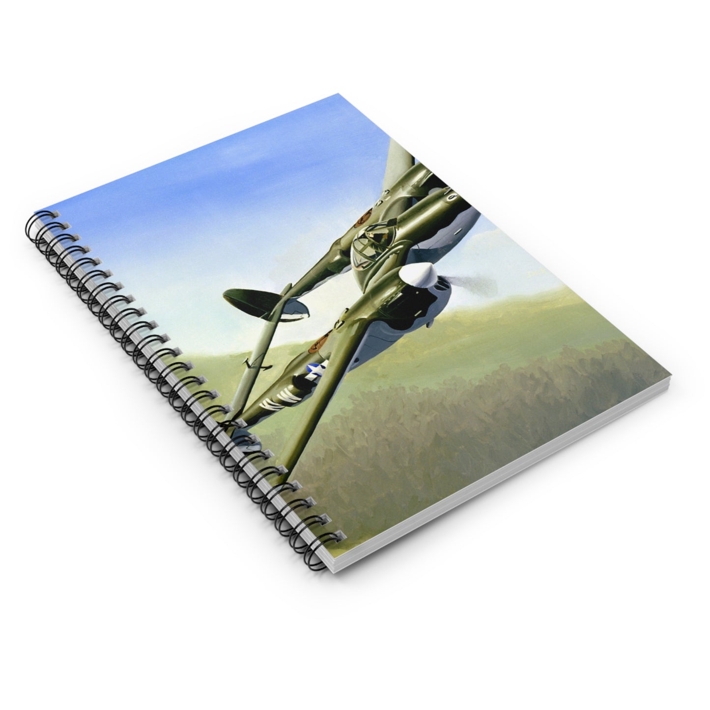 Artwork: "P-38 Lightning Artist: Dick Kramer (US Air Force Art Collection) Spiral Bound Ruled Notebook with Printed Cover