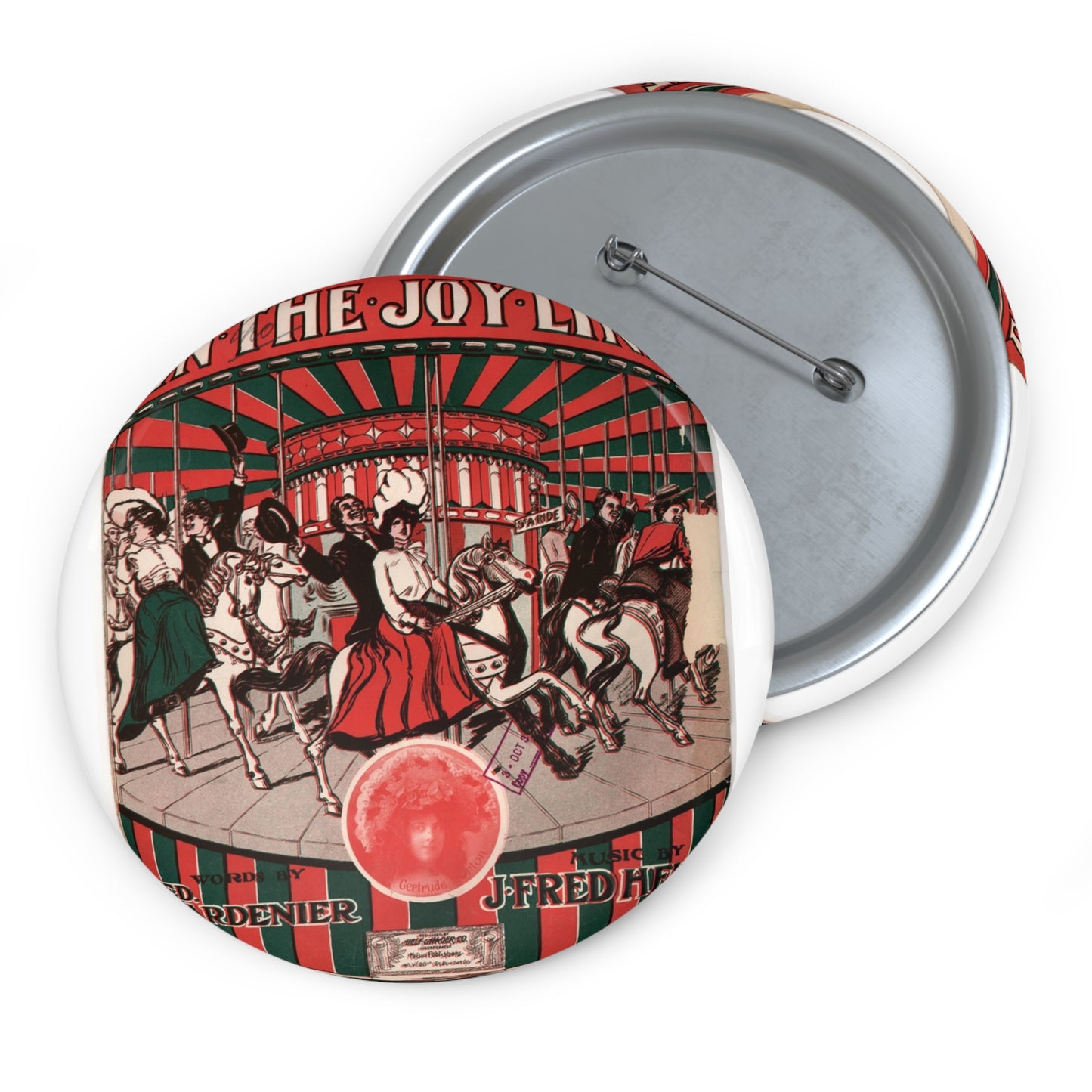 On the joy line - Public domain American sheet music Pin Buttons with Crisp Design