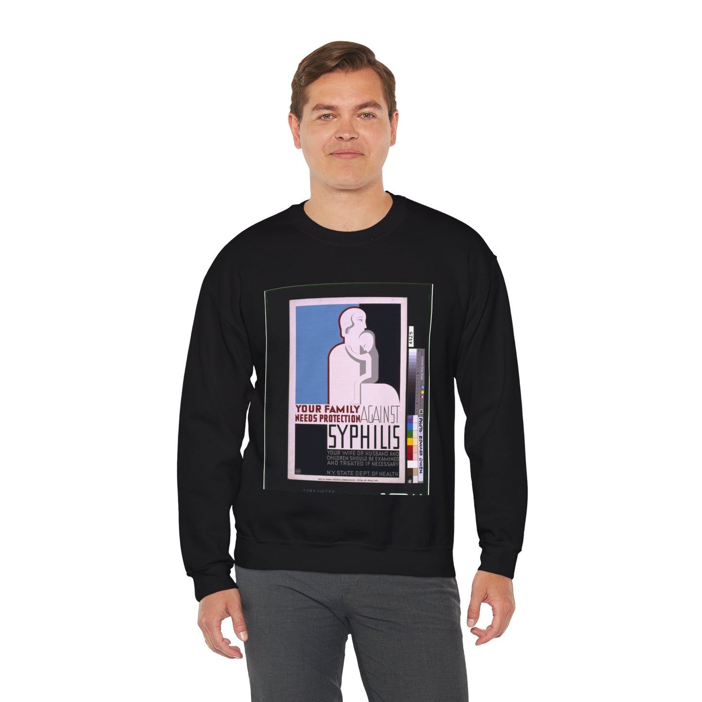 Your family needs protection against syphilis Your wife or husband and children should be examined and treated if necessary. Black Heavy Blend Adult Crew Neck SweatShirt