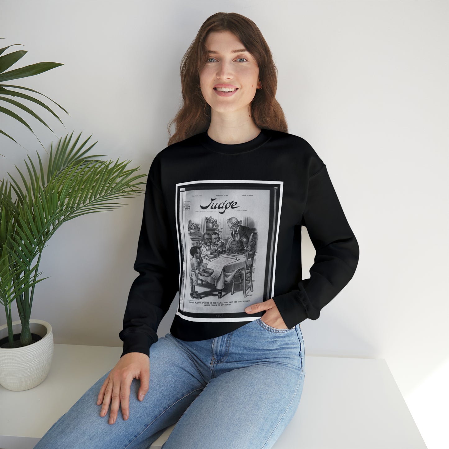 There's plenty of room at the table. Why not ask the hungry little fellow to sit down? / Flohri. Black Heavy Blend Adult Crew Neck SweatShirt