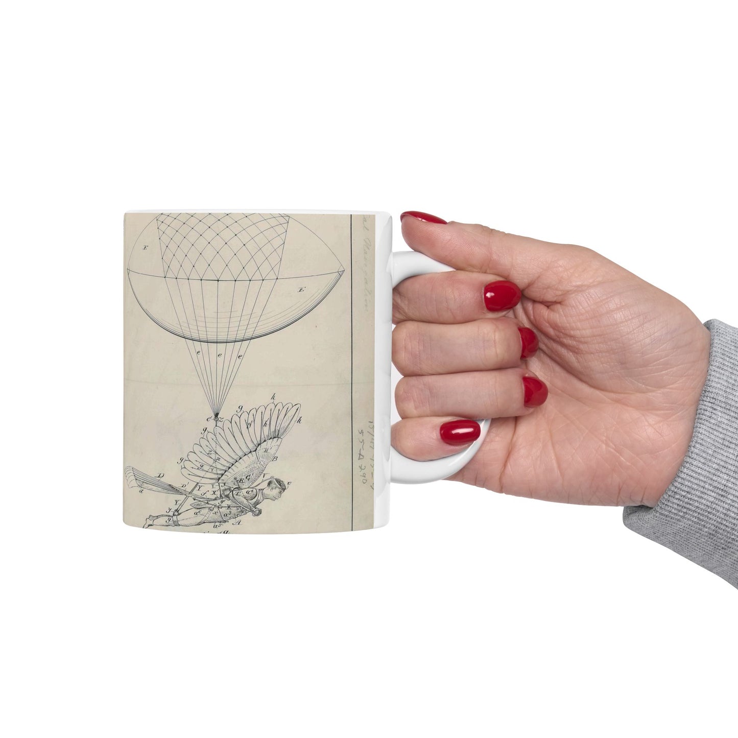 Patent drawing - for R. J. Spalding's Flying Machine Public domain image Beautiful Novelty Ceramic Coffee Mug 11oz