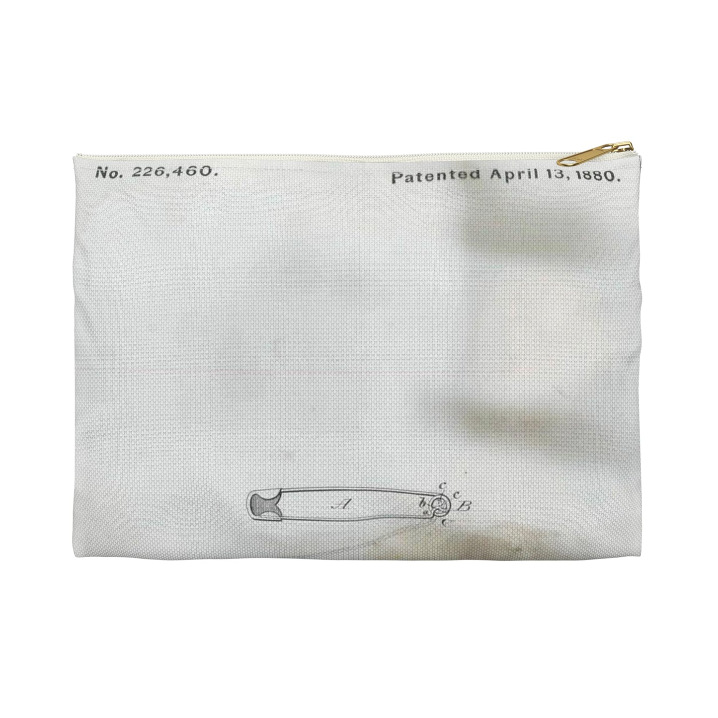Patent drawing - for A. M. Smith's Safety Pin Public domain image Large Organizer Pouch with Black Zipper