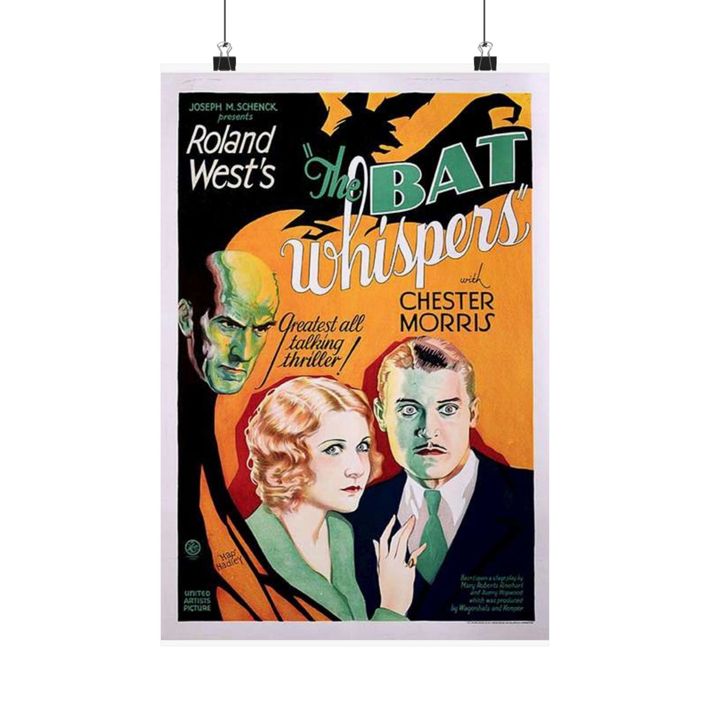 Batwhispers movie poster - Art Deco public domain image High Quality Matte Wall Art Poster for Home, Office, Classroom
