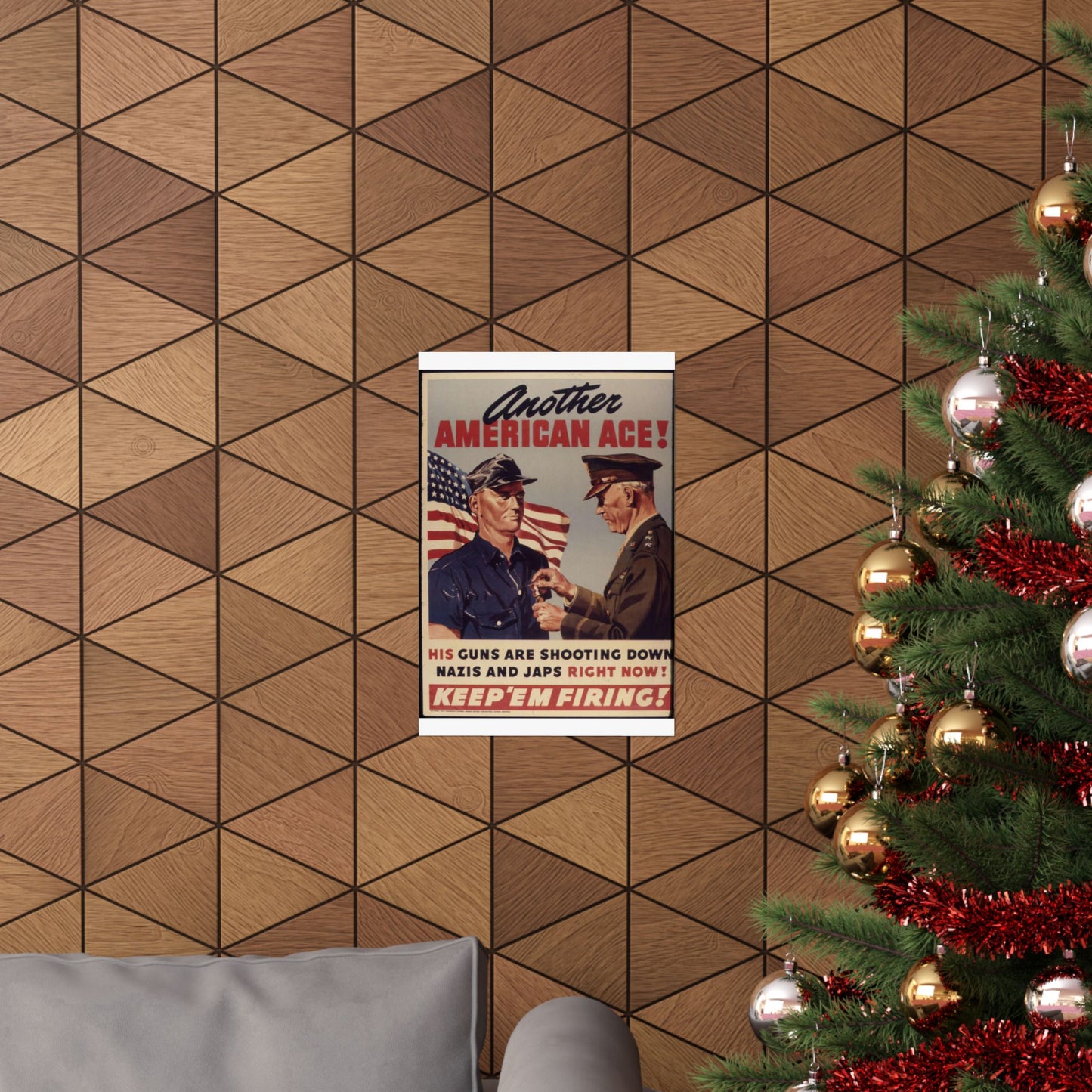 Another American ace^ His guns are shooting down Nazis and Japs right now^ Keep `em firing^ - NARA - 534905 High Quality Matte Wall Art Poster for Home, Office, Classroom