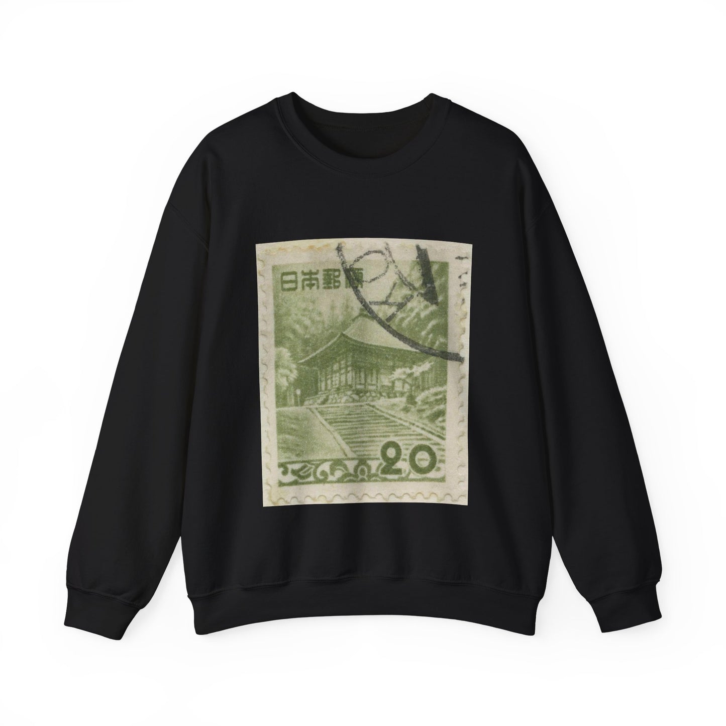 Frimärke ur Gösta Bodmans filatelistiska motivsamling, påbörjad 1950.Frimärke från Japan, 1953. Motiv av Guldtemplet Chysongi vid Hiraizumi. Black Heavy Blend Adult Crew Neck SweatShirt
