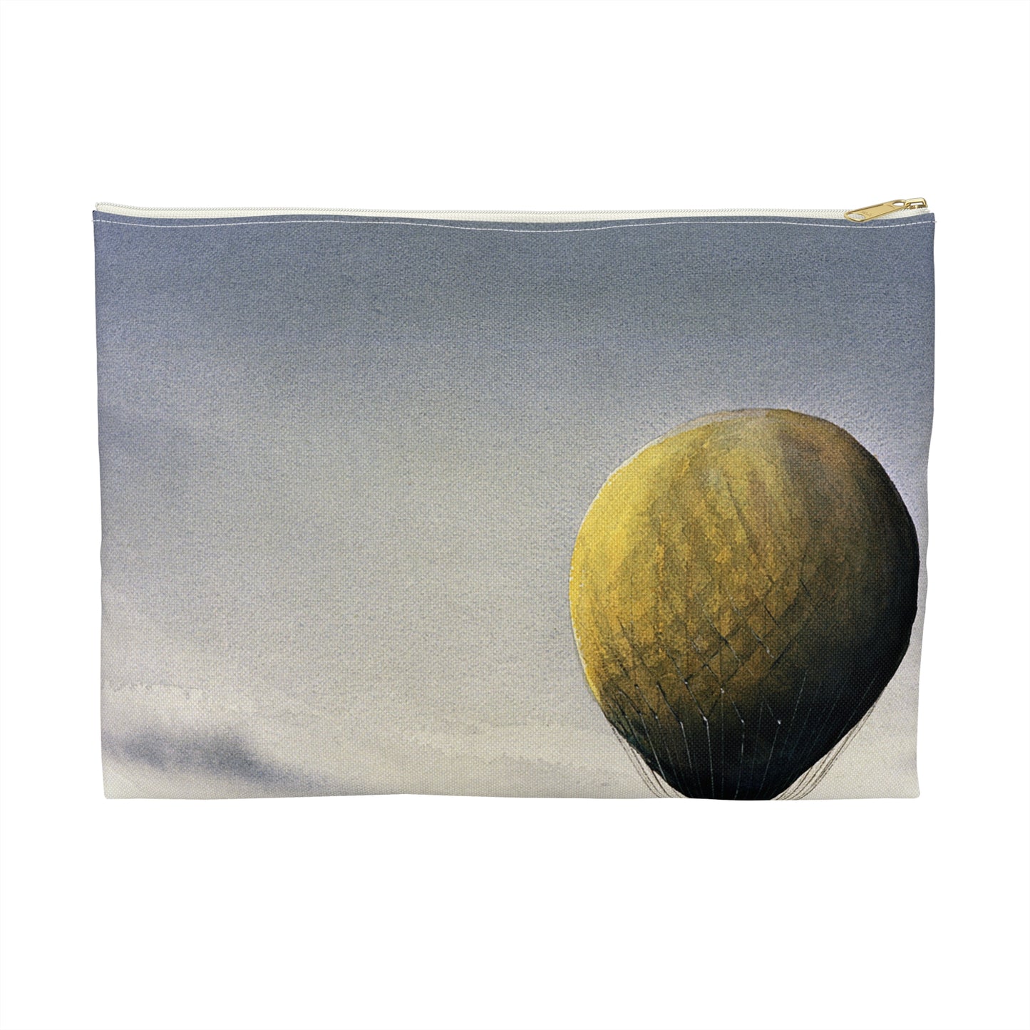 Artwork: "T.S.C. Lowe's Ballon Tethered at 1,000 Feet Above the York River in 1862". Artist: John McCoy Large Organizer Pouch with Black Zipper