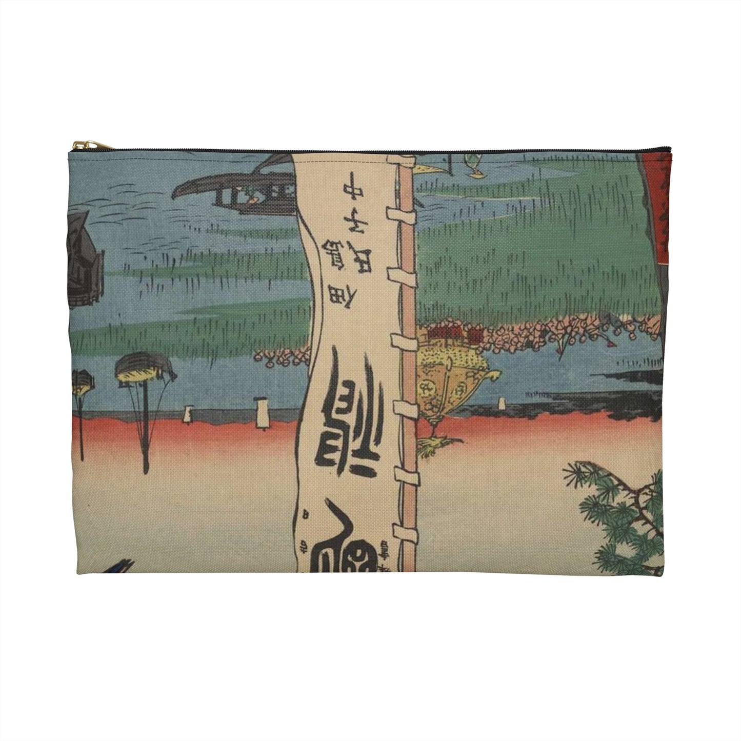 Gajō icchō, Ando Hiroshige - Public domain portrait drawing Large Organizer Pouch with Black Zipper