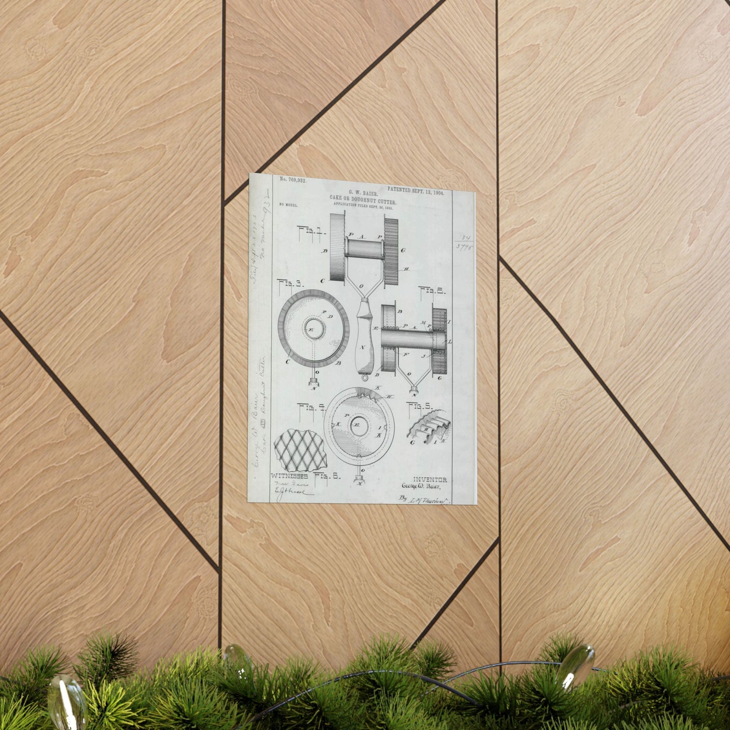 Patent Drawing of Engine - for G. W. Baier's Cake or Doughnut Cutter Public domain image High Quality Matte Wall Art Poster for Home, Office, Classroom