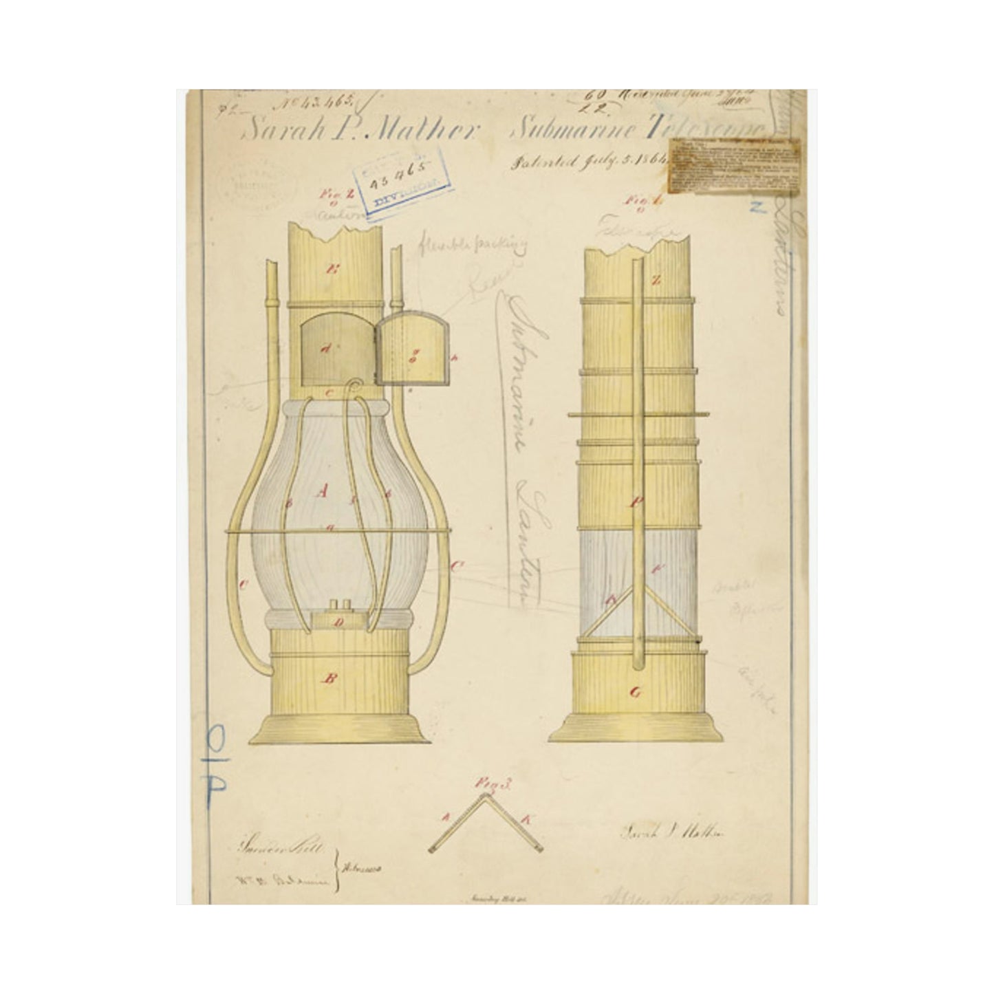 Patent drawing - Drawing of Submarine Telescope Public domain image High Quality Matte Wall Art Poster for Home, Office, Classroom