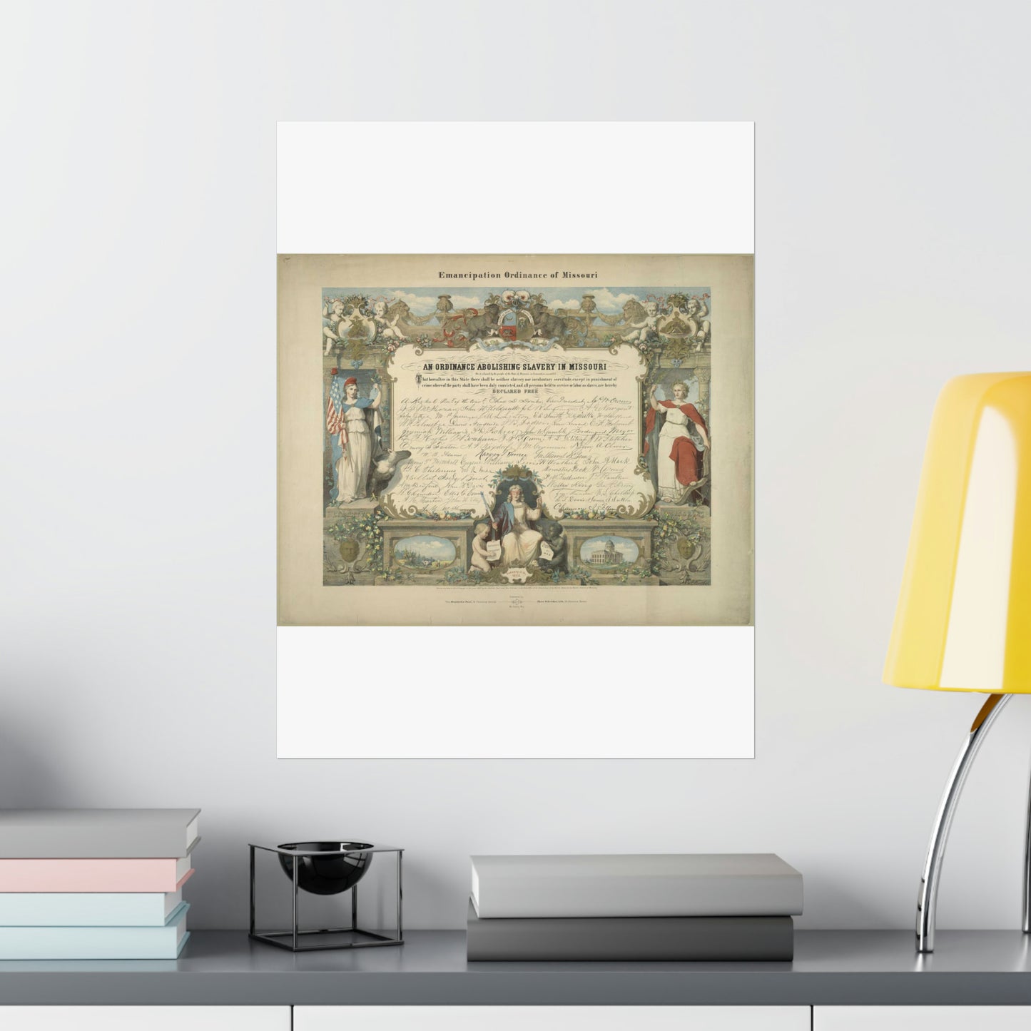 Emancipation Ordinance of Missouri. An ordinance abolishing slavery in Missouri / E. Knobel. High Quality Matte Wall Art Poster for Home, Office, Classroom