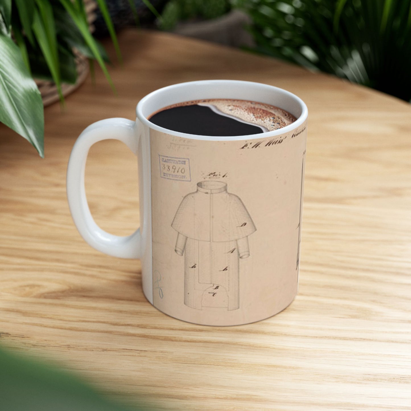 Patent drawing - Drawing of Combined Military Cloak and Mattress Public domain image Beautiful Novelty Ceramic Coffee Mug 11oz