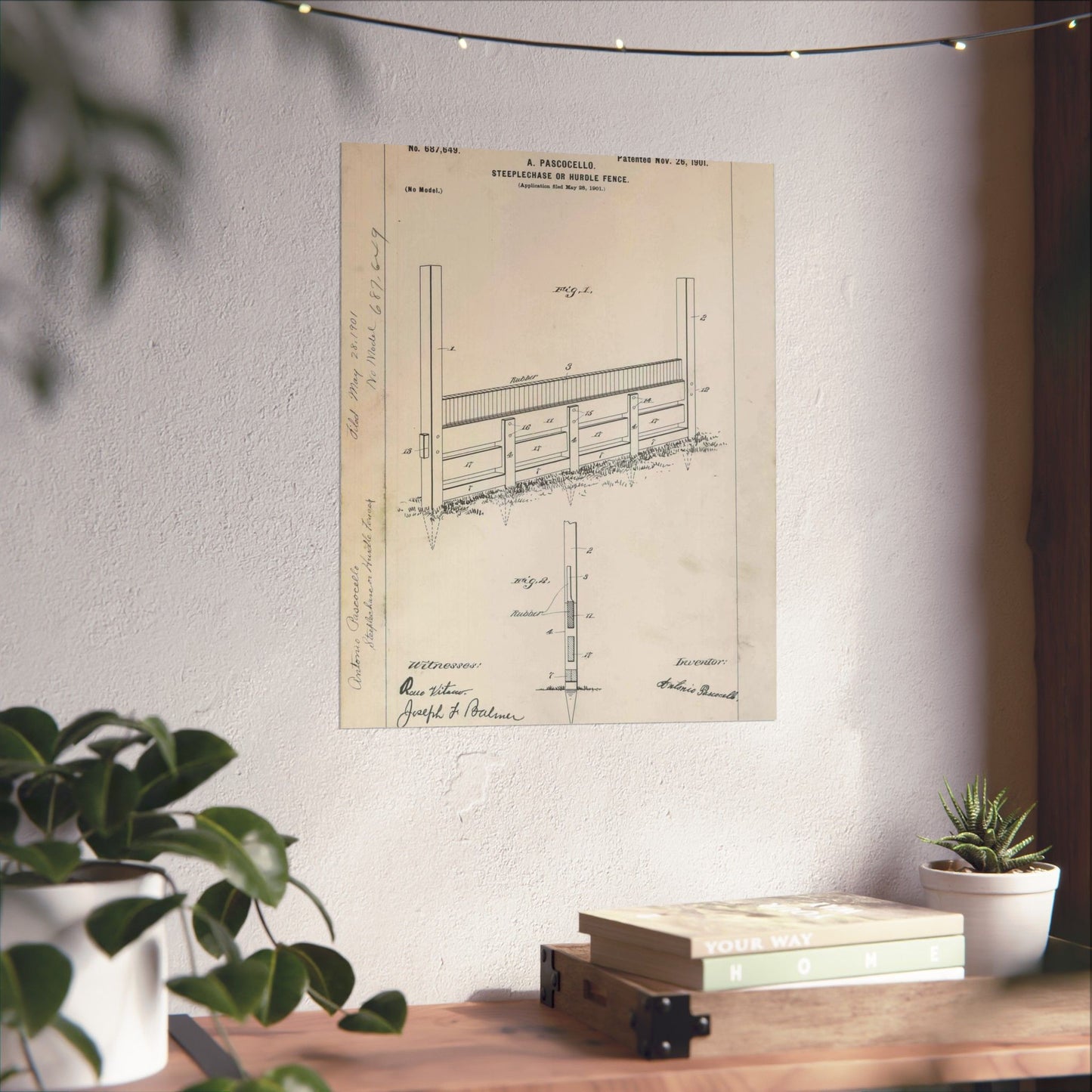 Patent Drawing of Engine - for A. Pascocello' Steeplechase or Hurdle Fence Public domain image High Quality Matte Wall Art Poster for Home, Office, Classroom