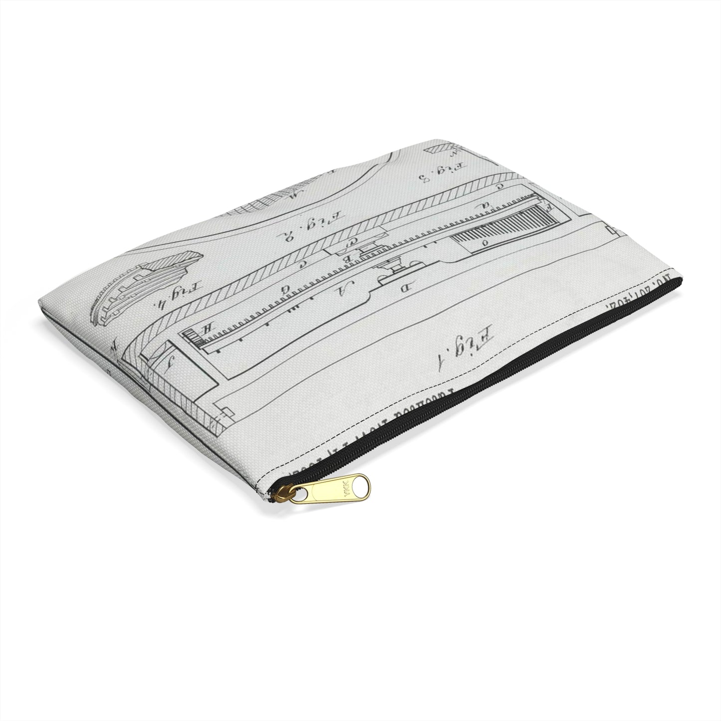 Patent Drawing of Engine - for M. Boom's Music Box Public domain image Large Organizer Pouch with Black Zipper