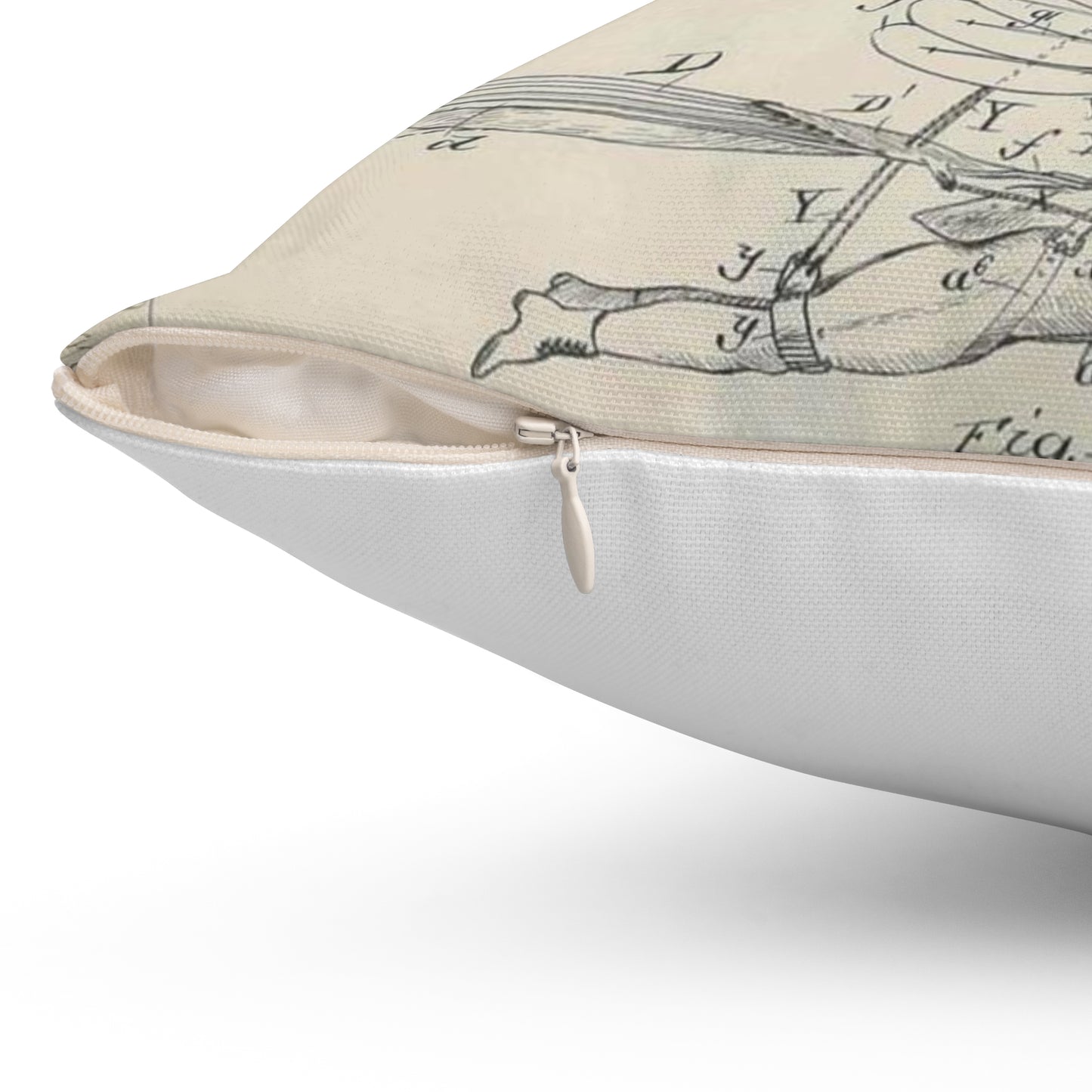Patent drawing - for R. J. Spalding's Flying Machine Public domain image Decorative Accent Square Pillow