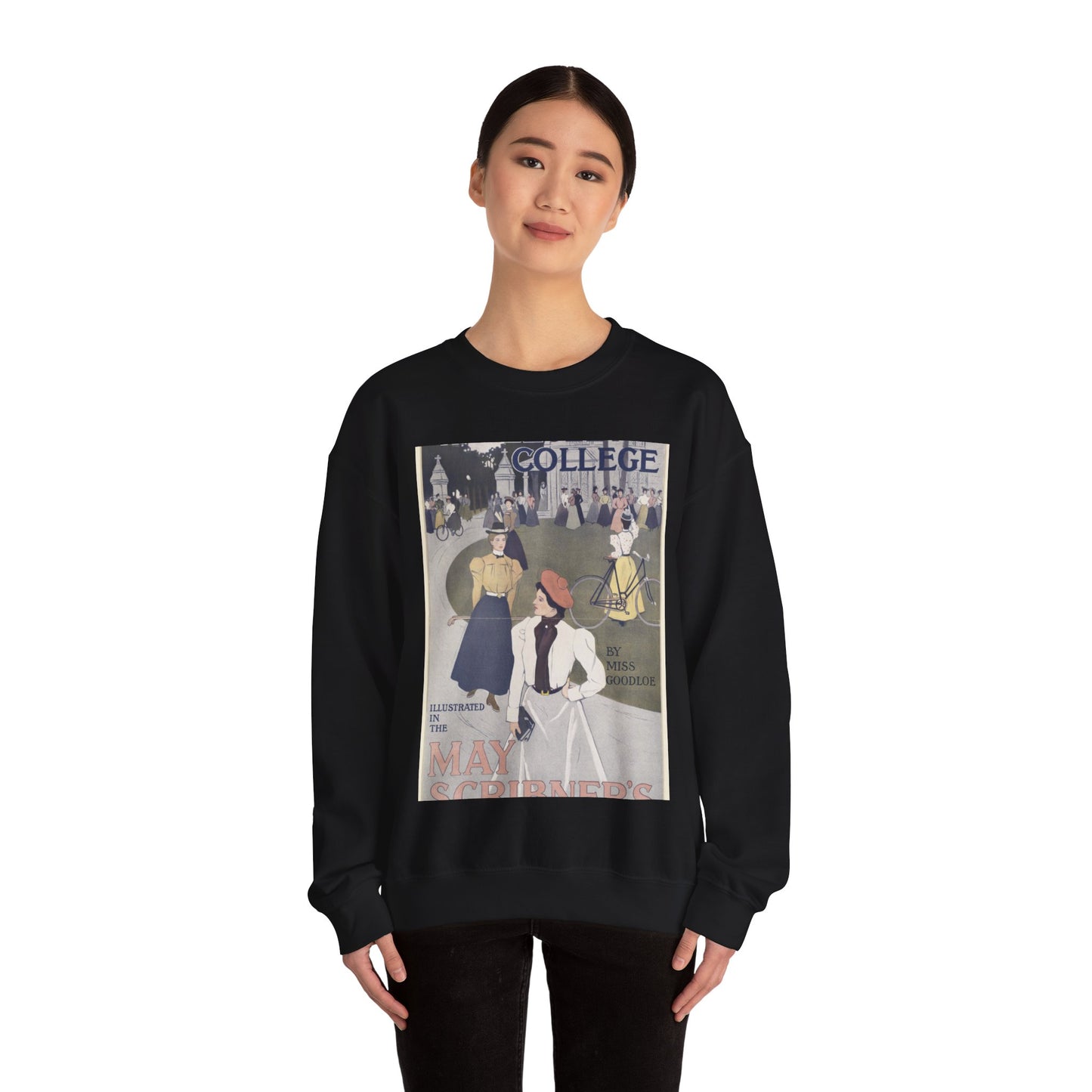Wellesley College illustrated in the May Scribner's Black Heavy Blend Adult Crew Neck SweatShirt