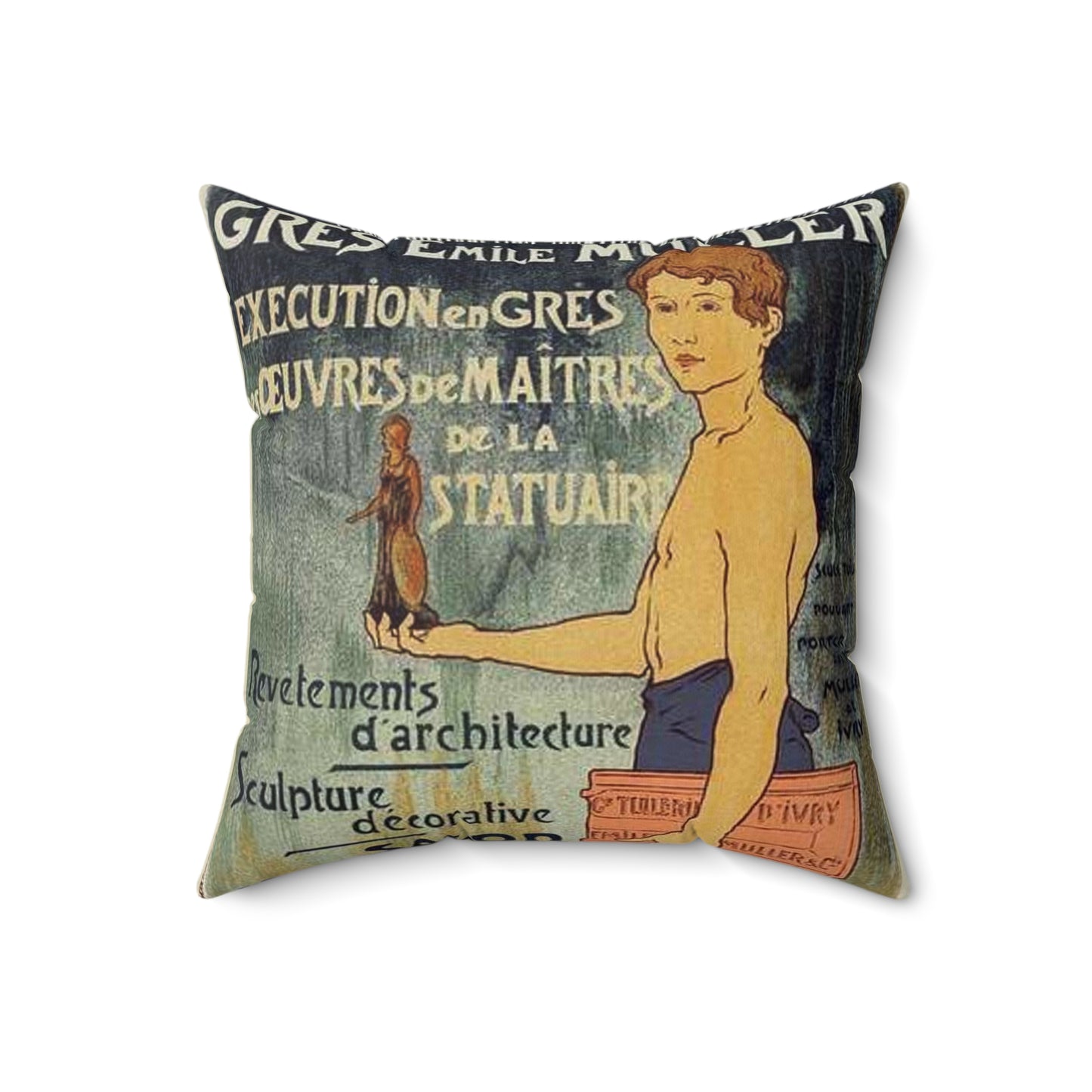 Affiche pour la "Grande Tuilerie d'Ivry" (Usine Émile Muller). Decorative Accent Square Pillow