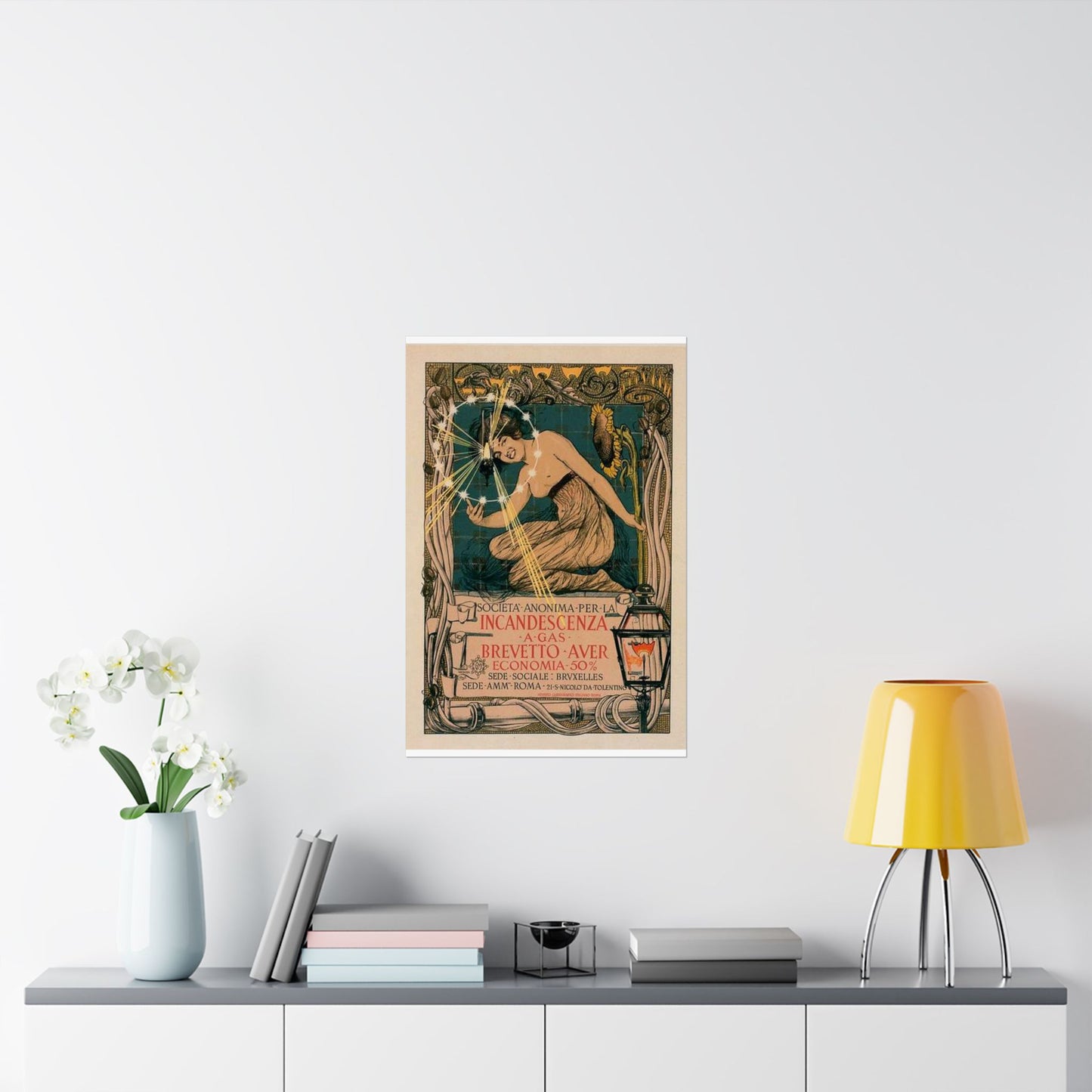 Affiche italienne pour l' "Incandescence par le Gaz, Système Auer" High Quality Matte Wall Art Poster for Home, Office, Classroom