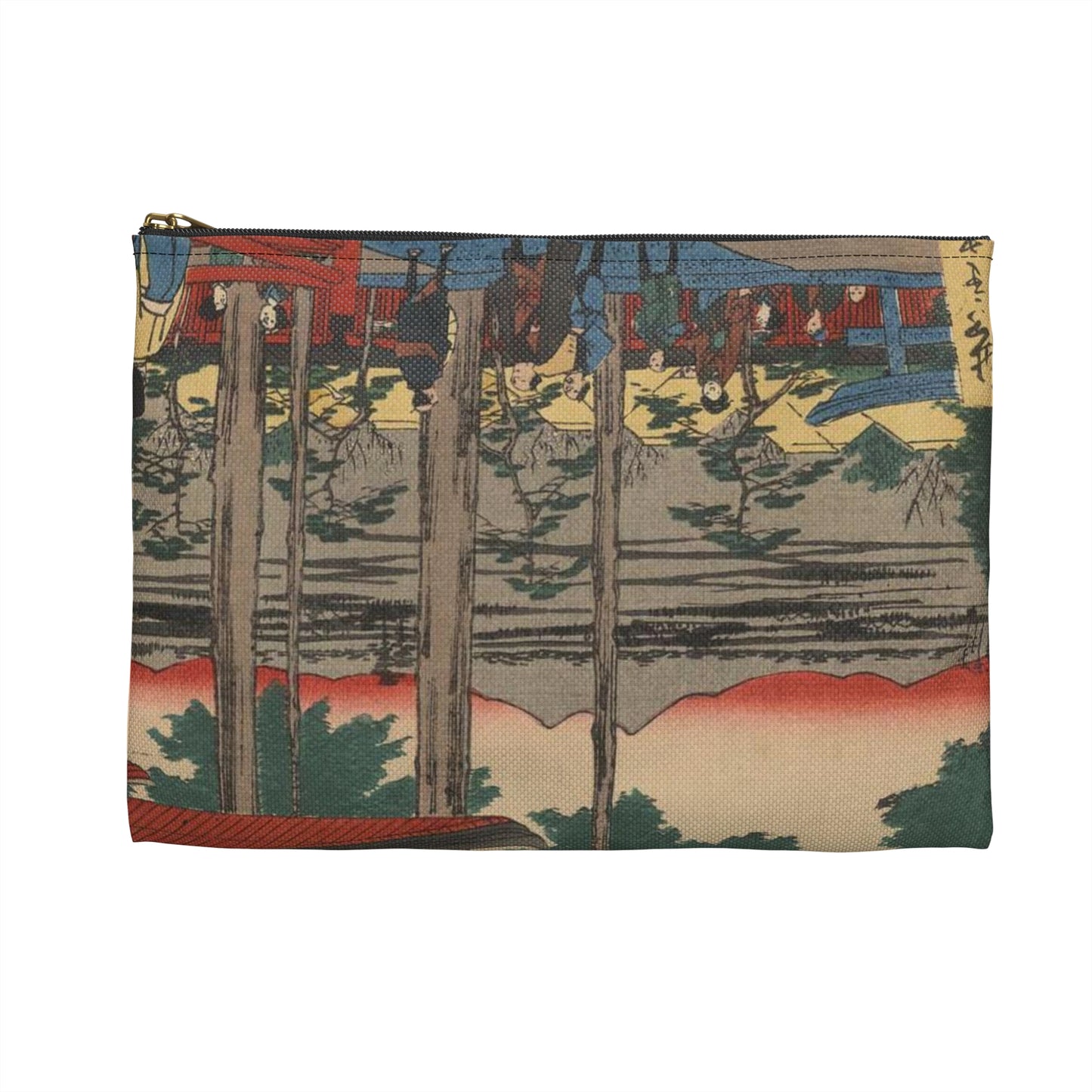 Gajō icchō, Andō Hiroshige - Public domain portrait drawing Large Organizer Pouch with Black Zipper