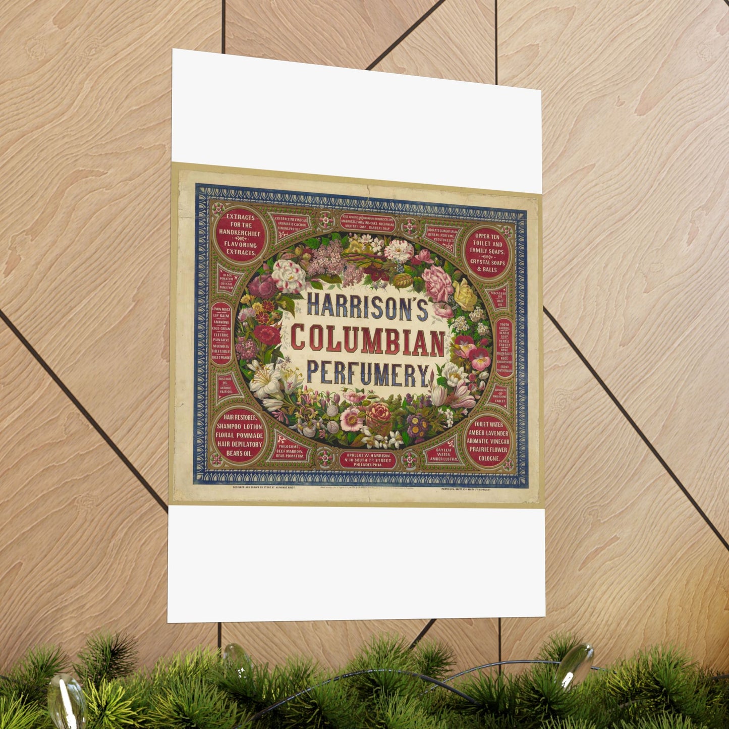 Harrison's Columbian perfumery / Designed and drawn on stone by Alphonse Bigot. High Quality Matte Wall Art Poster for Home, Office, Classroom