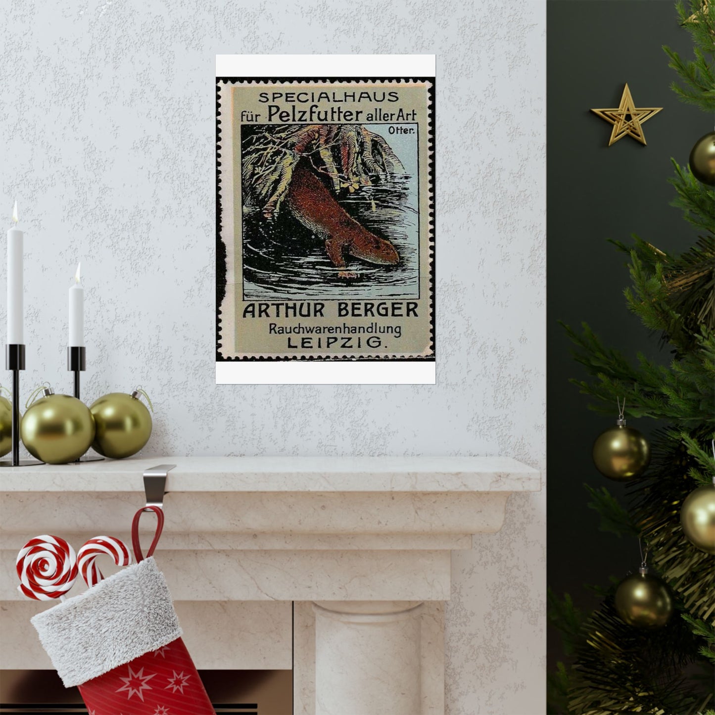 Arthur Berger, fur trader in Leipzig, c. 1910, brand advertisings (07) High Quality Matte Wall Art Poster for Home, Office, Classroom