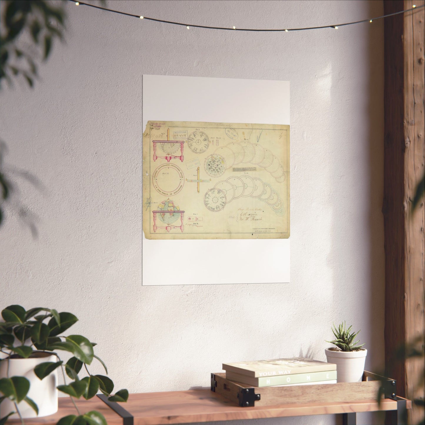 Patent drawing - Drawing of a Terrestrial Globe Public domain image High Quality Matte Wall Art Poster for Home, Office, Classroom