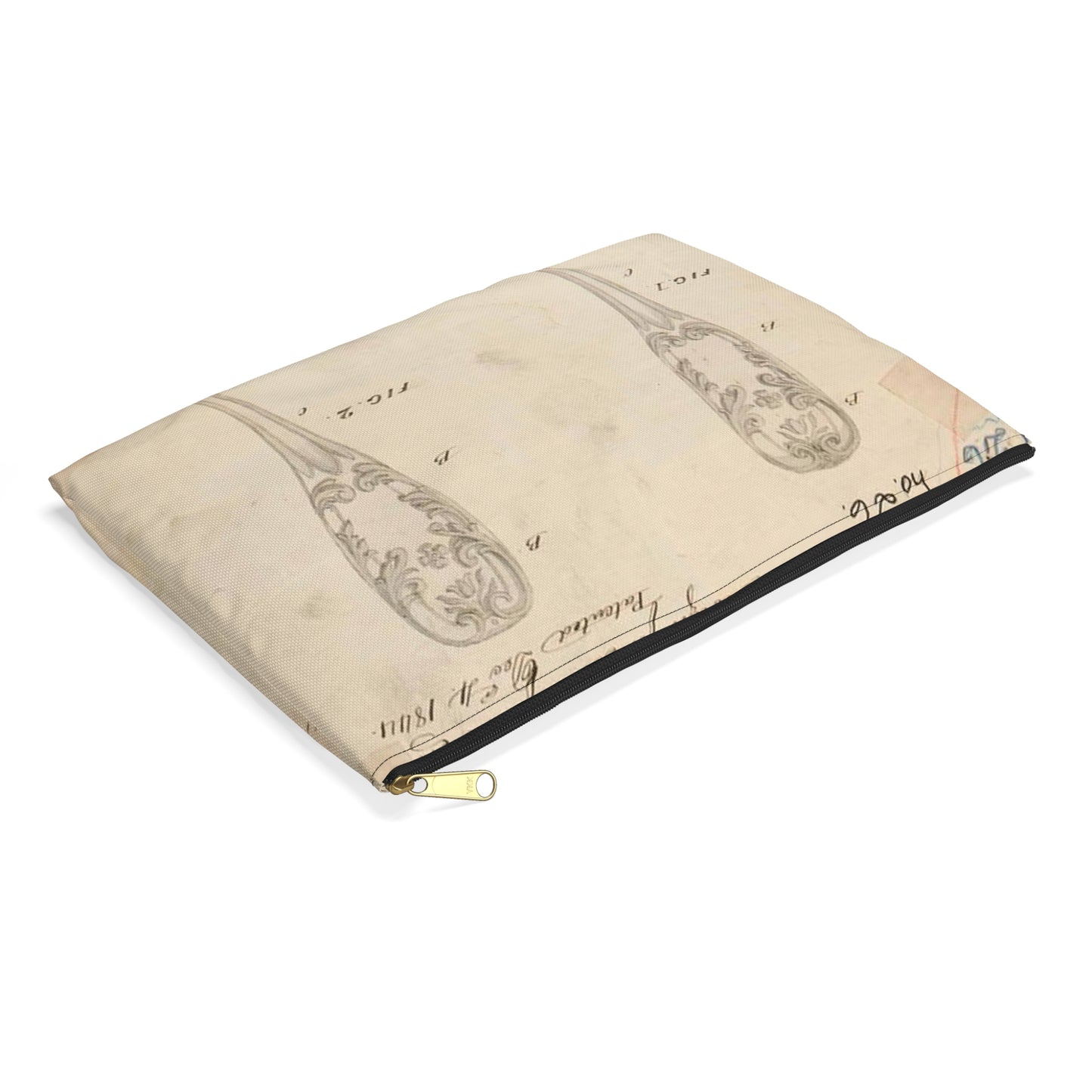 Patent drawing - Drawing of Design for Silver Forks Public domain image Large Organizer Pouch with Black Zipper