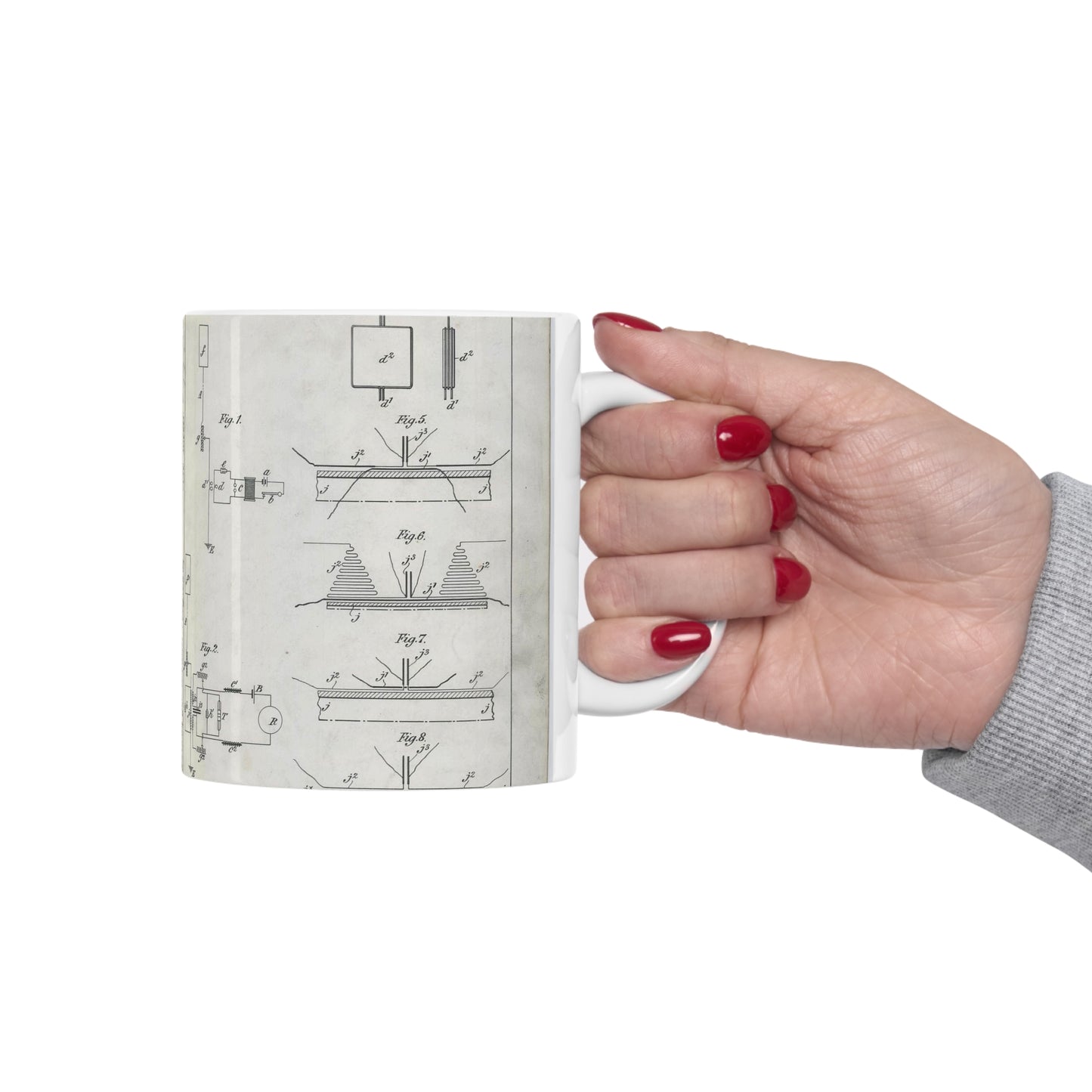 Patent drawing - for G. Marconi's Apparatus for Wireless Telegraphy Public domain image Beautiful Novelty Ceramic Coffee Mug 11oz