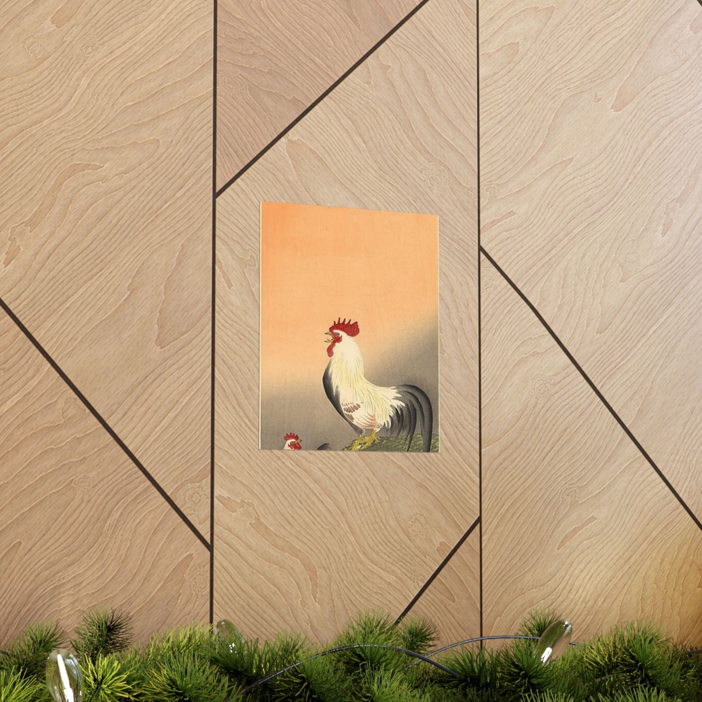 Koson - rooster-and-hen-at-sunrise, Ohara Koson High Quality Matte Wall Art Poster for Home, Office, Classroom