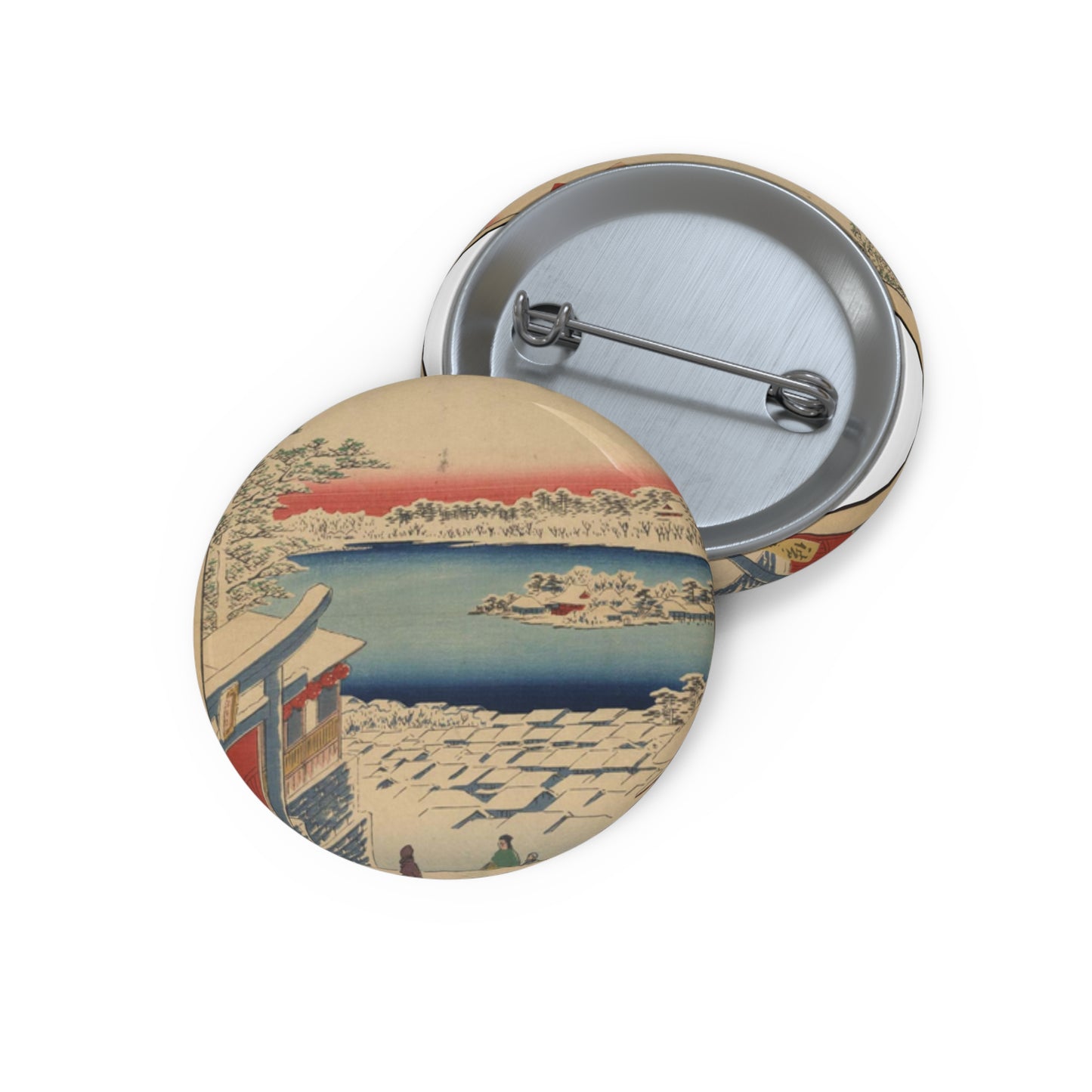 Gajō icchō, Ando Hiroshige - Public domain portrait drawing Pin Buttons with Crisp Design