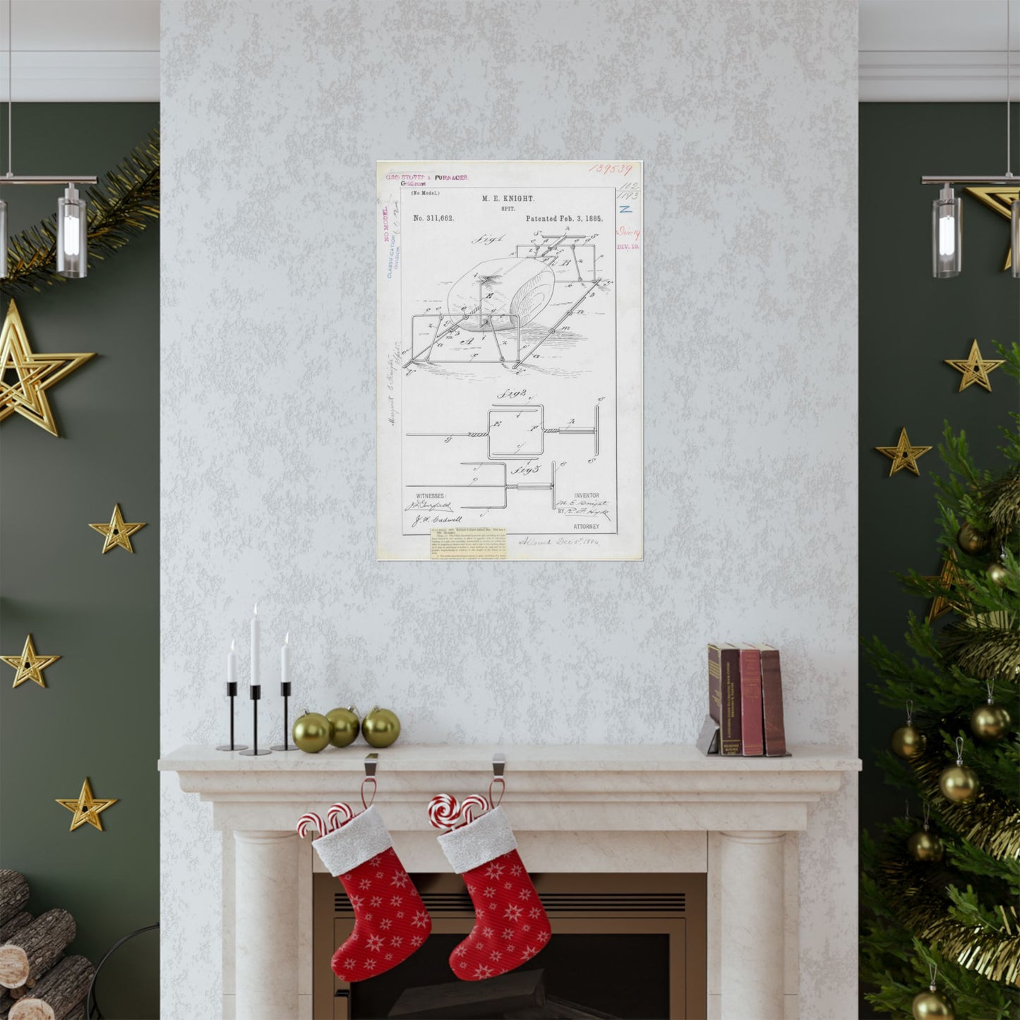 Patent drawing - for M. E. Knight's Spit Public domain image High Quality Matte Wall Art Poster for Home, Office, Classroom