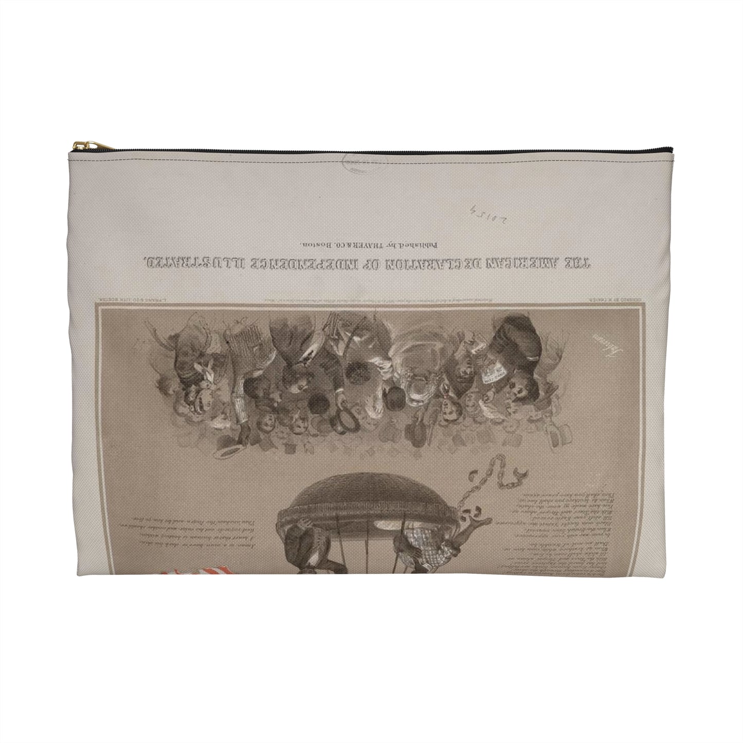 The American Declaration of Independence illustrated / Fabronious ; designed by R. Thayer ; L. Prang & Co. Lith., Boston. Large Organizer Pouch with Black Zipper