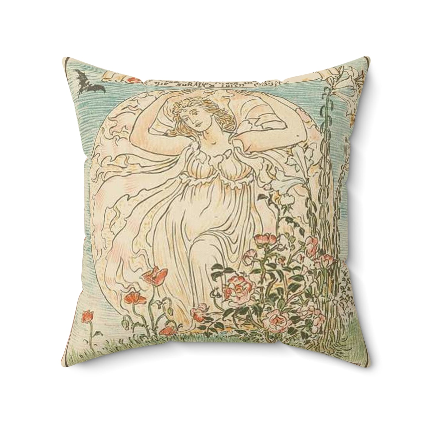 Beneath the summer full-orbed moon, ruddy & gold that rose full soon." Decorative Accent Square Pillow
