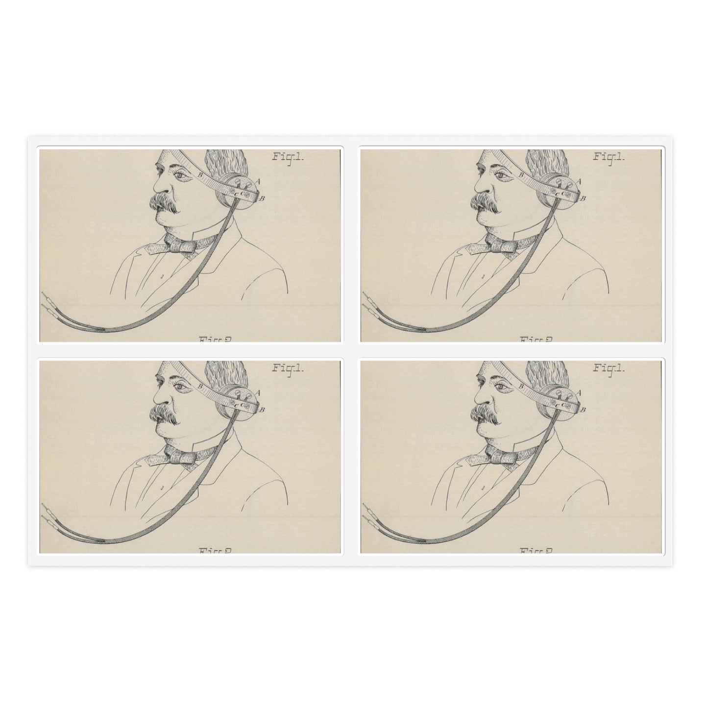 Patent drawing - for F. Shaw's Head Telephone Public domain image Laminated UV Protective Vinyl Stickers