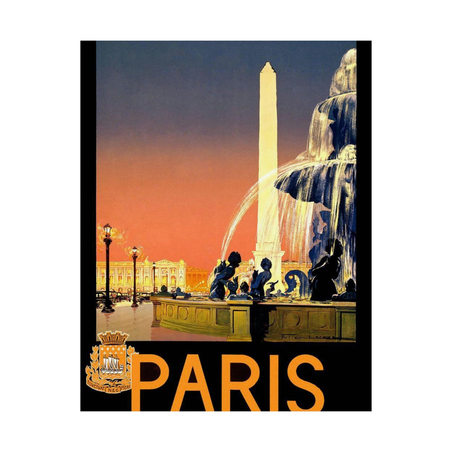 Paris. Vintage Travel Poster. - Art Deco public domain image High Quality Matte Wall Art Poster for Home, Office, Classroom