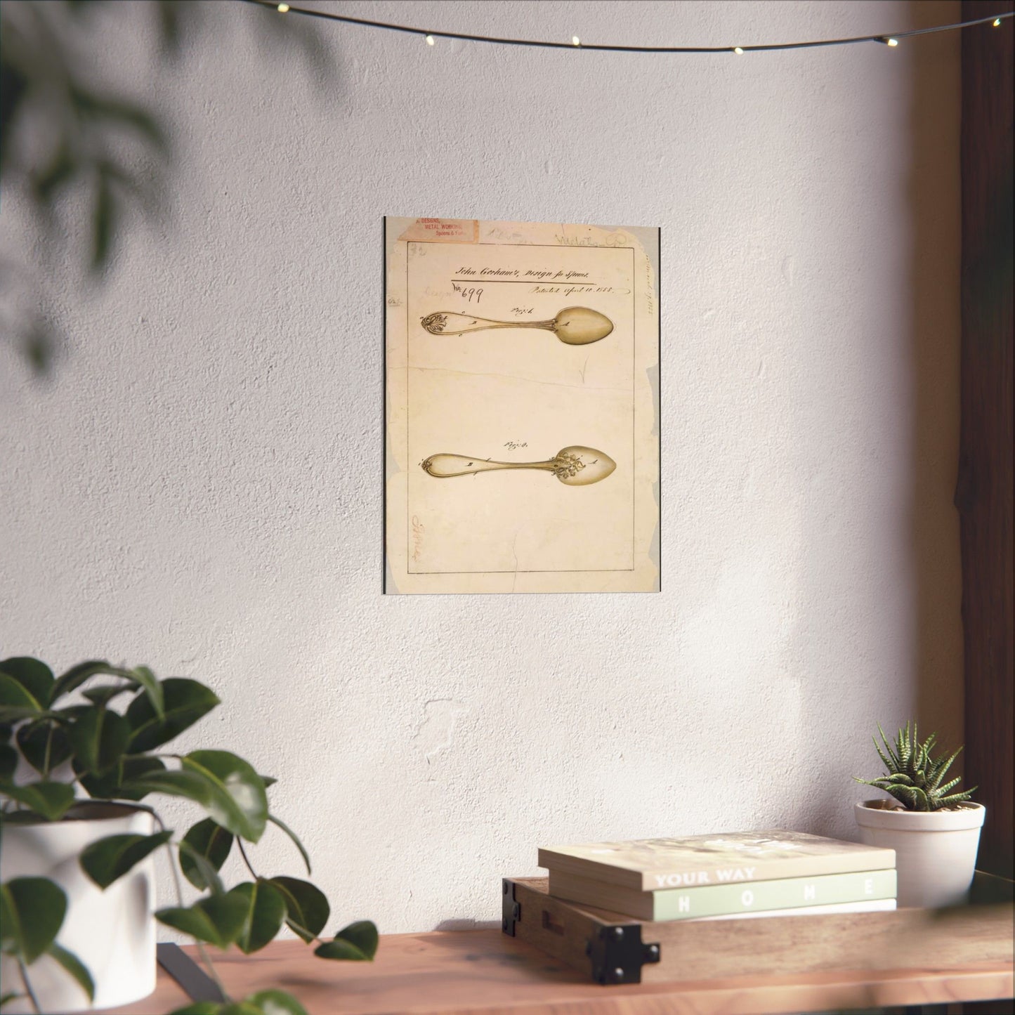 Patent drawing - Drawing of Design for Spoons Public domain image High Quality Matte Wall Art Poster for Home, Office, Classroom