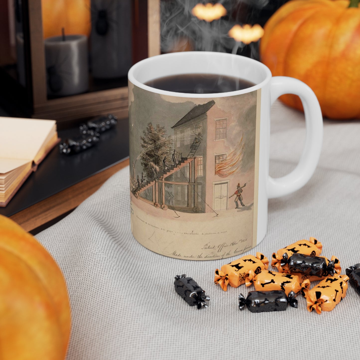 Patent drawing - Drawing of Fire Ladder Public domain image Beautiful Novelty Ceramic Coffee Mug 11oz