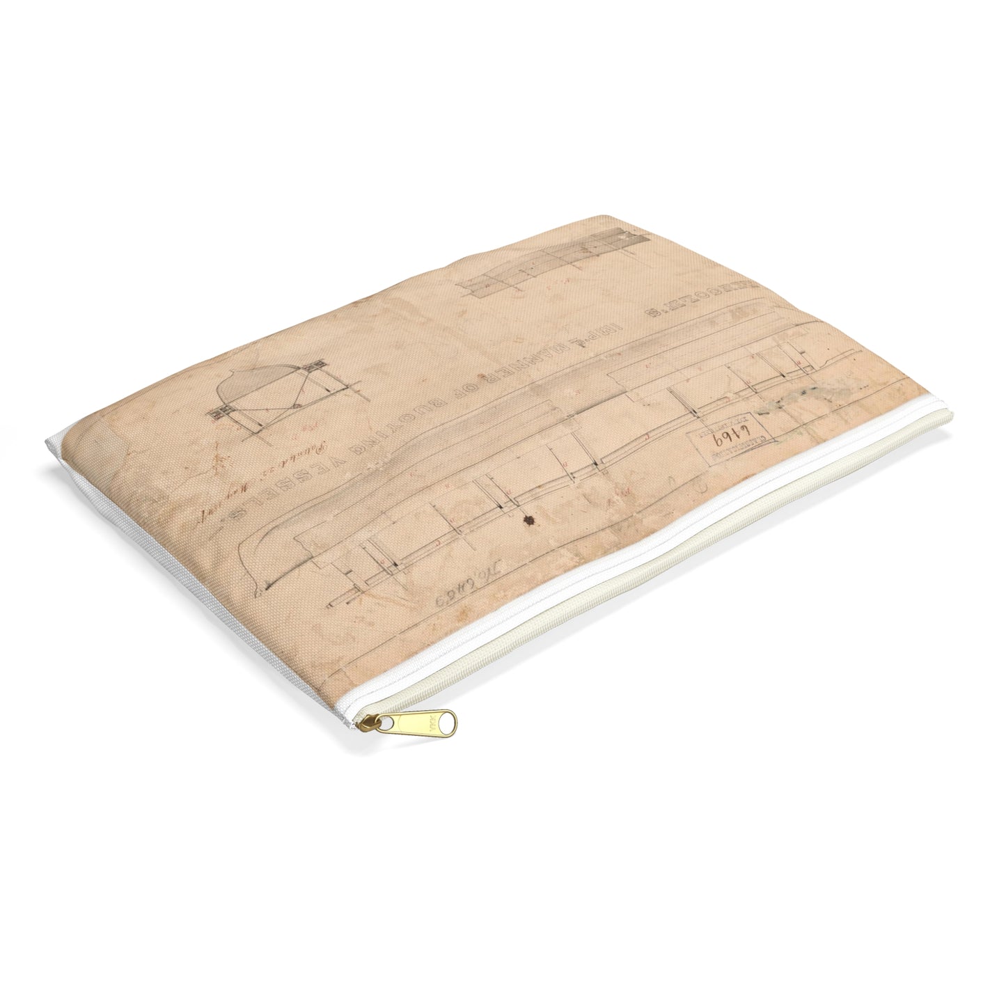 Patent drawing - Abraham Lincoln's for Improved Manner of Buoying Vessels Public domain image Large Organizer Pouch with Black Zipper