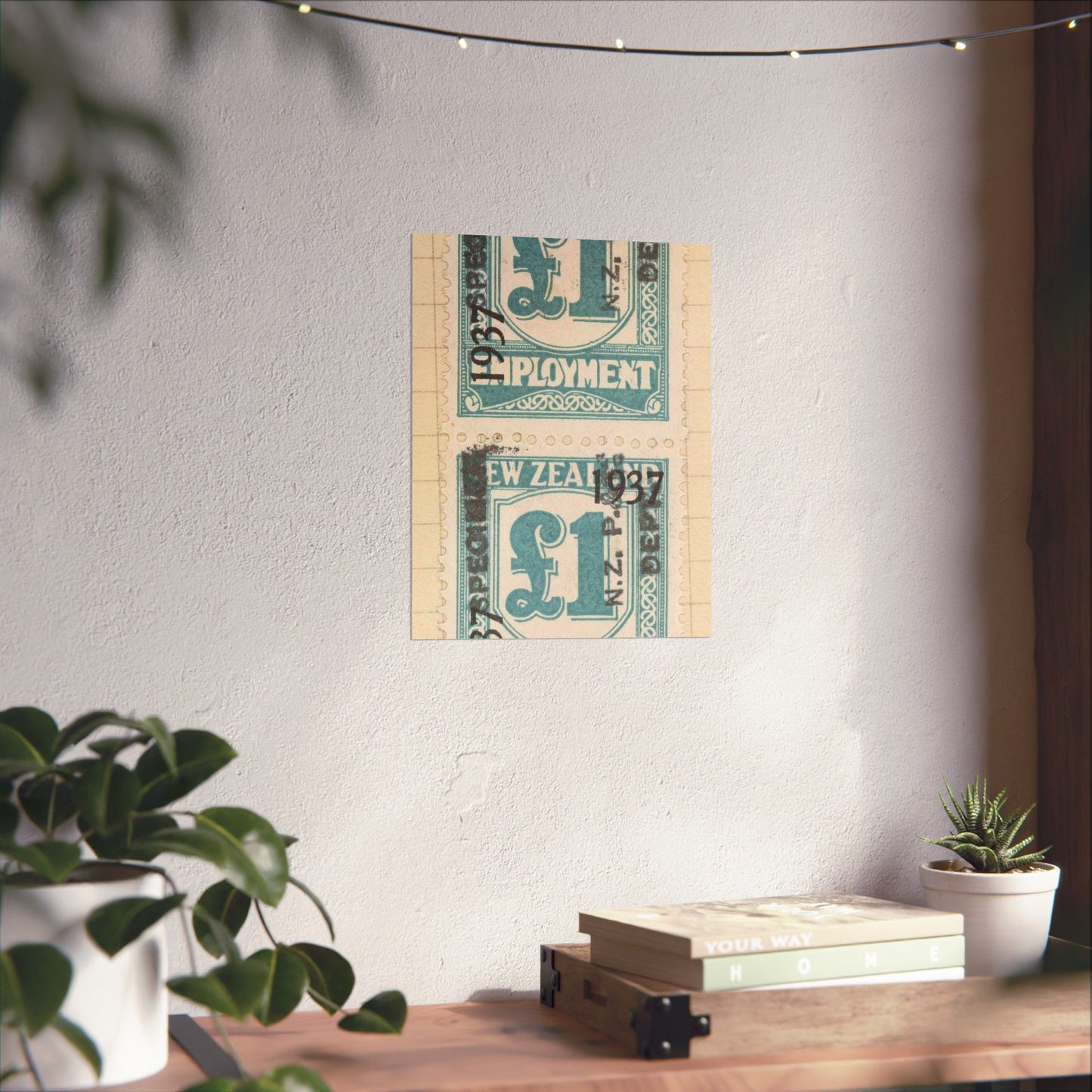 Block of one pound Unemployment Relief stamps overprinted '1937' and 'Specimen' High Quality Matte Wall Art Poster for Home, Office, Classroom