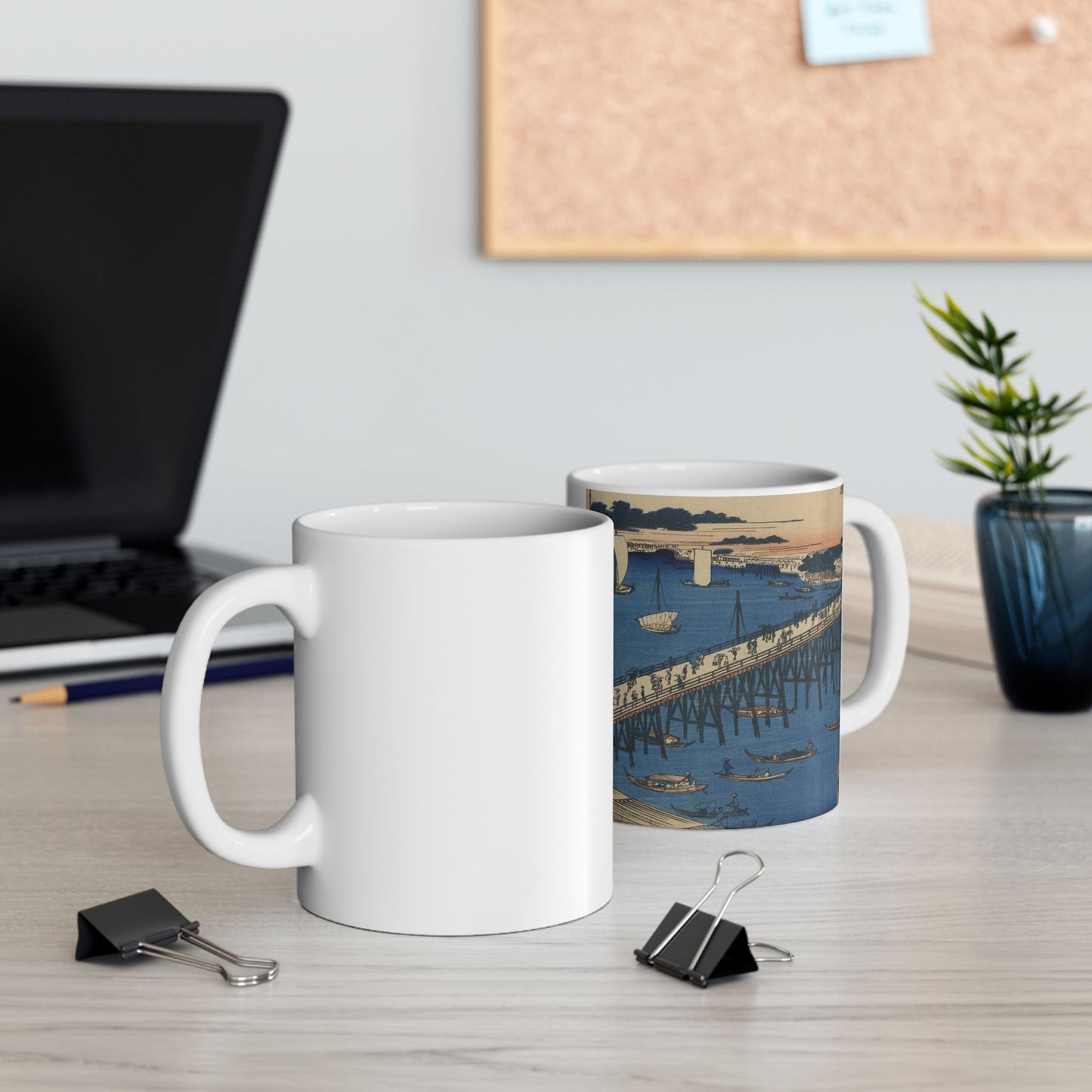 Ryōgokubashi Ōkawabata, Andō Hiroshige - Ukiyo e print Beautiful Novelty Ceramic Coffee Mug 11oz