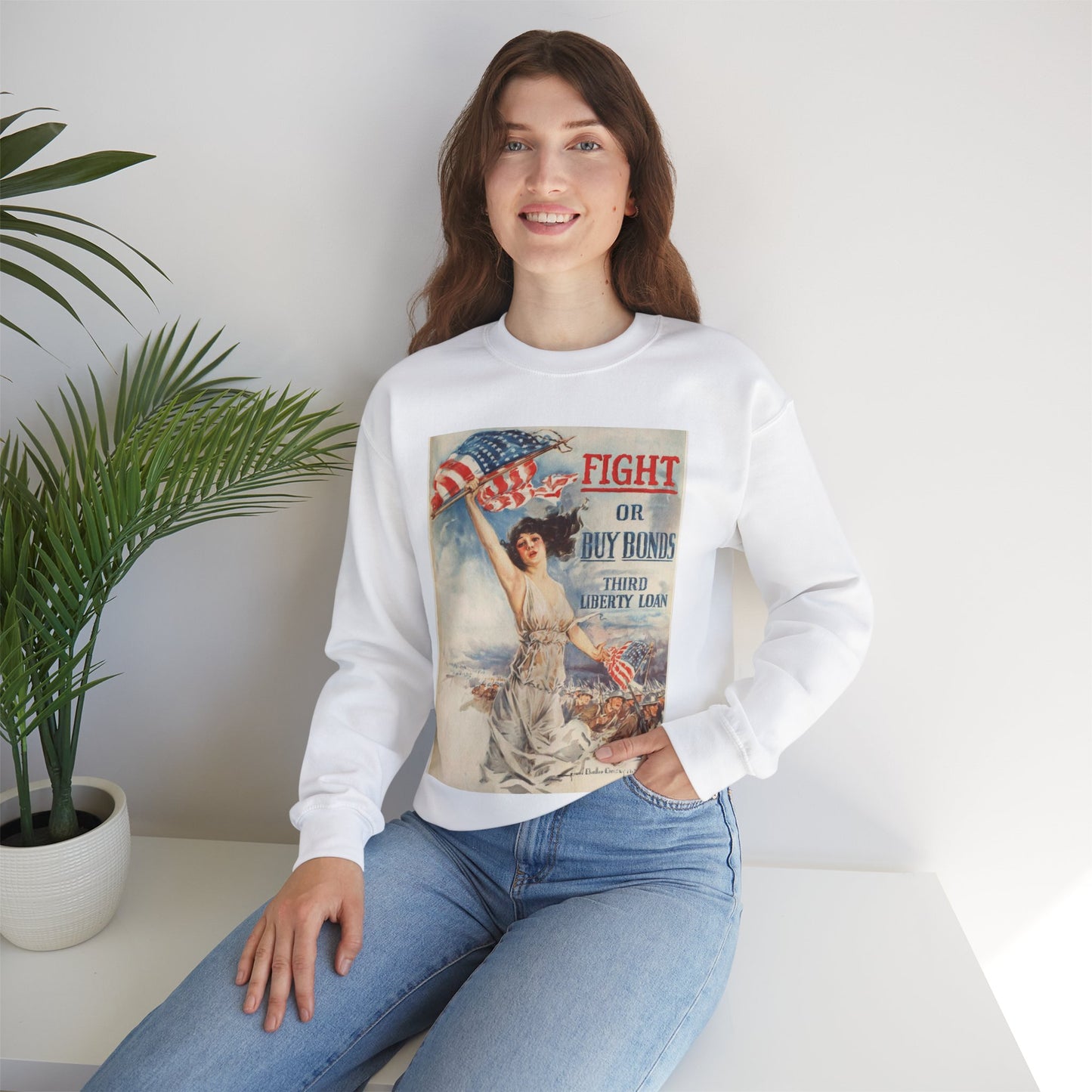 Fight or buy bonds. Third Liberty Loan White Heavy Blend Adult Crew Neck SweatShirt