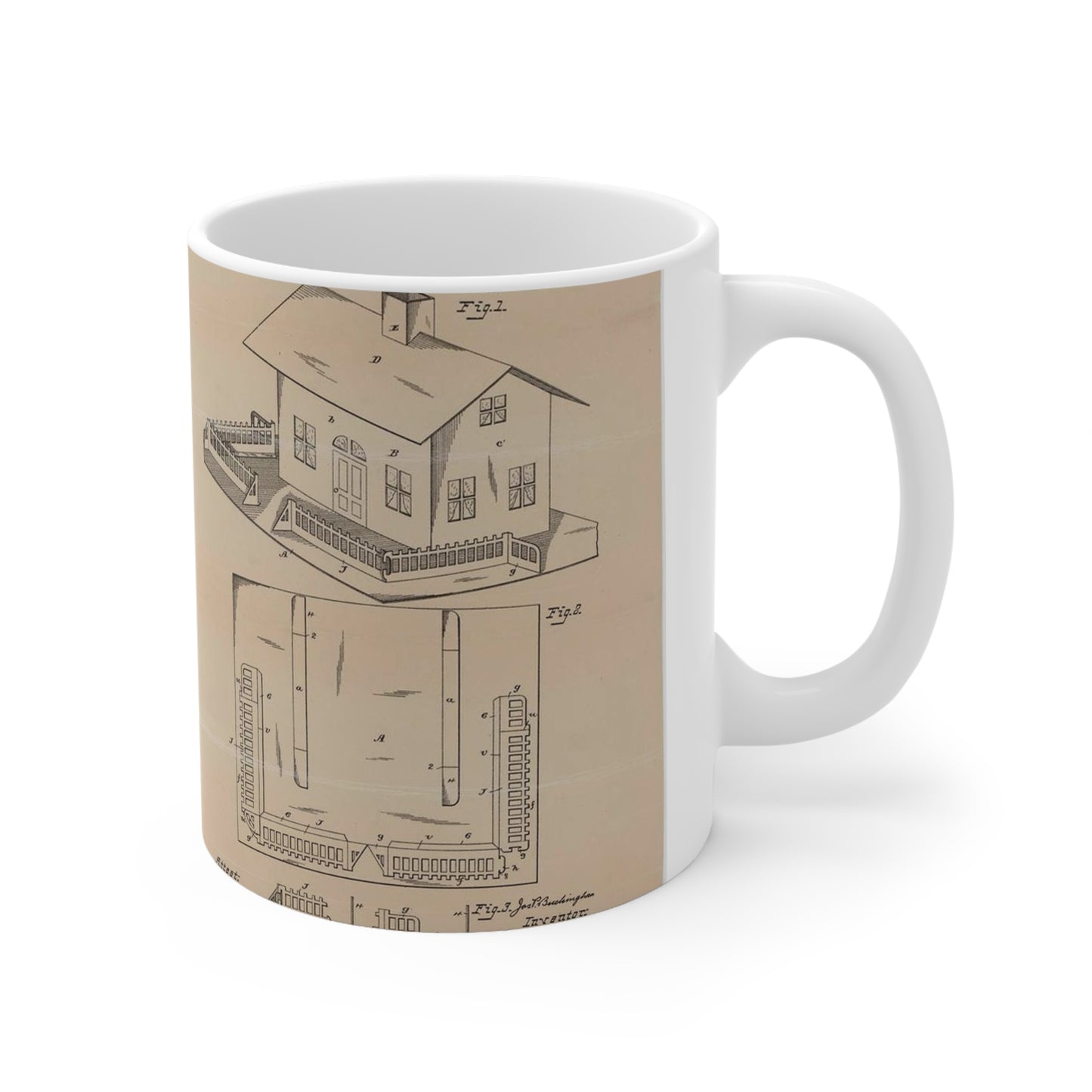Patent Drawing of Engine - Drawing for a Collapsible Toy House Public domain image Beautiful Novelty Ceramic Coffee Mug 11oz