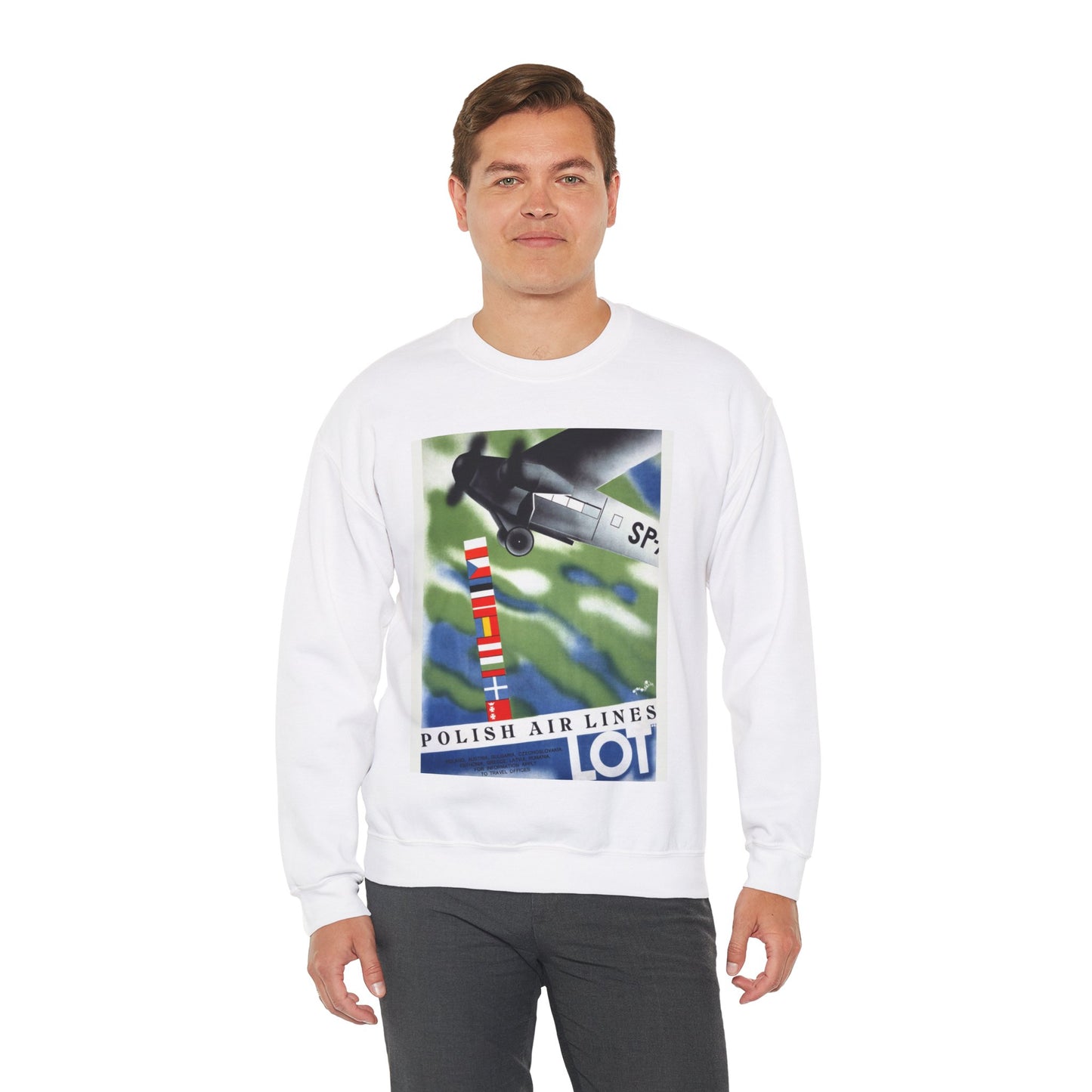 LOT. Vintage Travel Poster., Art Deco Poster White Heavy Blend Adult Crew Neck SweatShirt